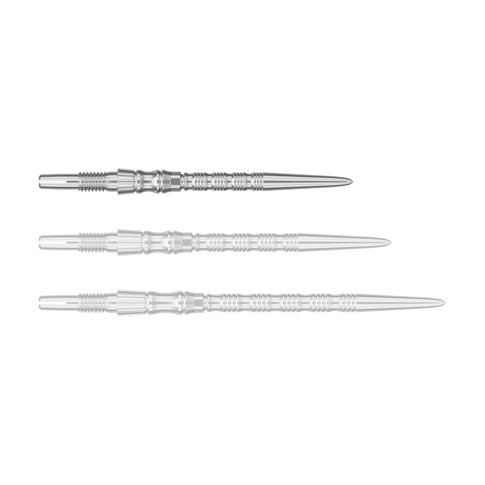 Punte per freccette Target Signature Swiss Point TRB in acciaio - argento Abgebildet ist eine einzelne silberfarbene Dartspitze mit einer Länge von 30 mm. Das Produkt scheint aus der Serie 'Target SwissPoint Signature TRB' zu stammen.