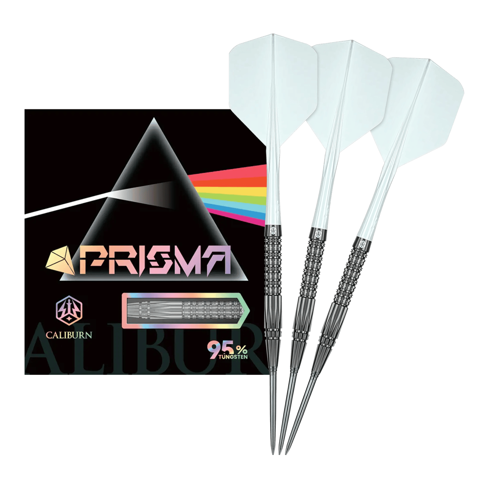 Freccette in acciaio Caliburn Prisma P2 - 20,5 g Auf dem Bild sieht man die Caliburn Prisma P2 Steeldarts, 20,5g. Diese Steeldarts bieten ein modernes Design für Turnierspieler.