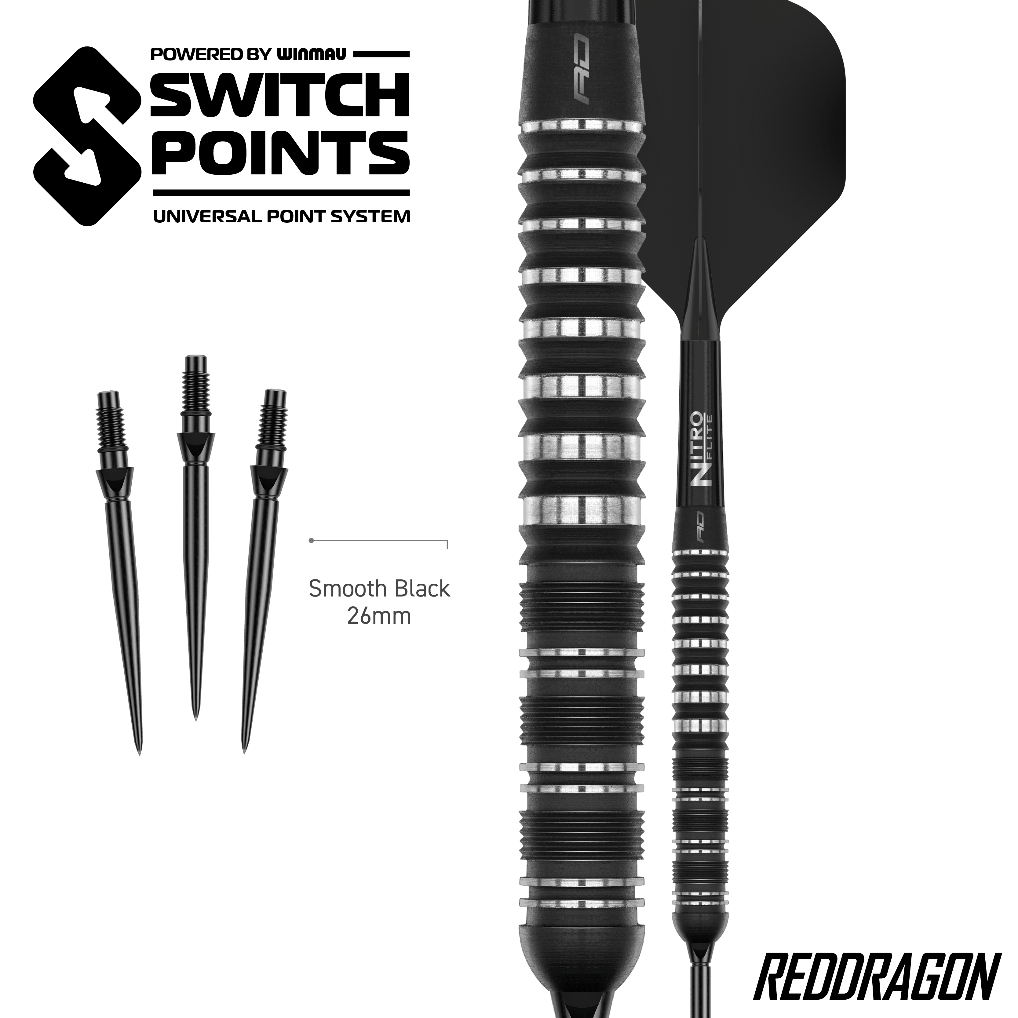 Freccette in acciaio Red Dragon Sable Parallel Switch Point Abgebildet sind die Red Dragon Sable Parallel Switch Point Steeldarts. Präzision und gutes Design zeichnen diese Darts aus.