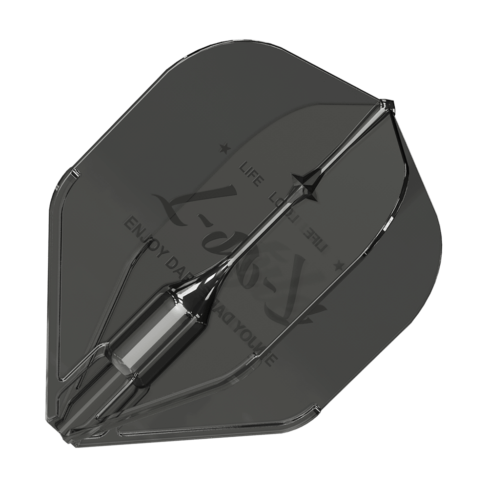 Alette Fantom L1EZ stile L nere Das Bild zeigt ein schwarzes Dartflight des Modells „L-Style Fantom L1EZ“. Das Flight hat eine glänzende Oberfläche und ist mit dezentem Text bedruckt.