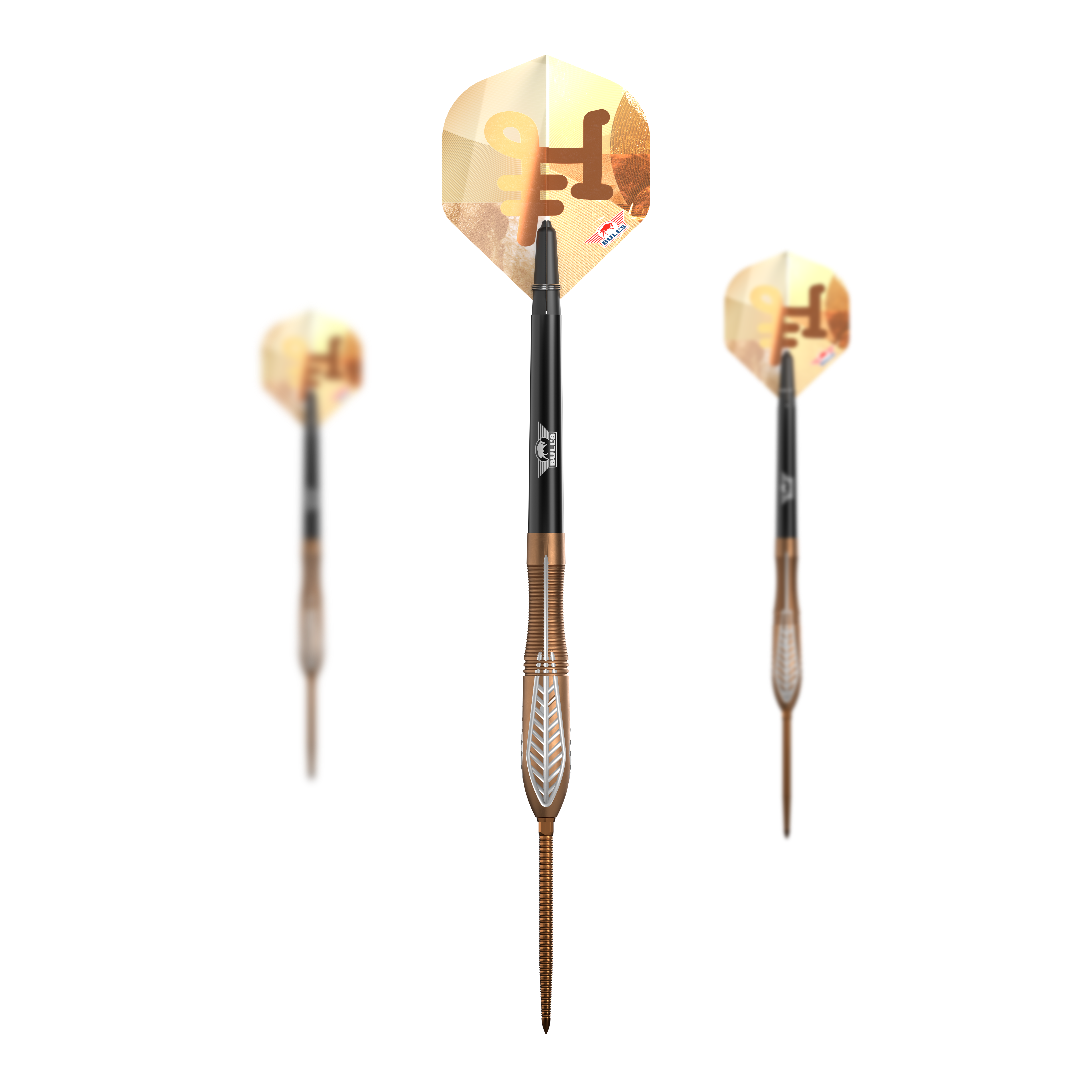 Freccette in acciaio convertibili Bulls NL Bronzo Nova Abgebildet ist das Set Bulls NL Bronzo Nova Convertible Point Steeldarts. Mehrere Darts sind enthalten.