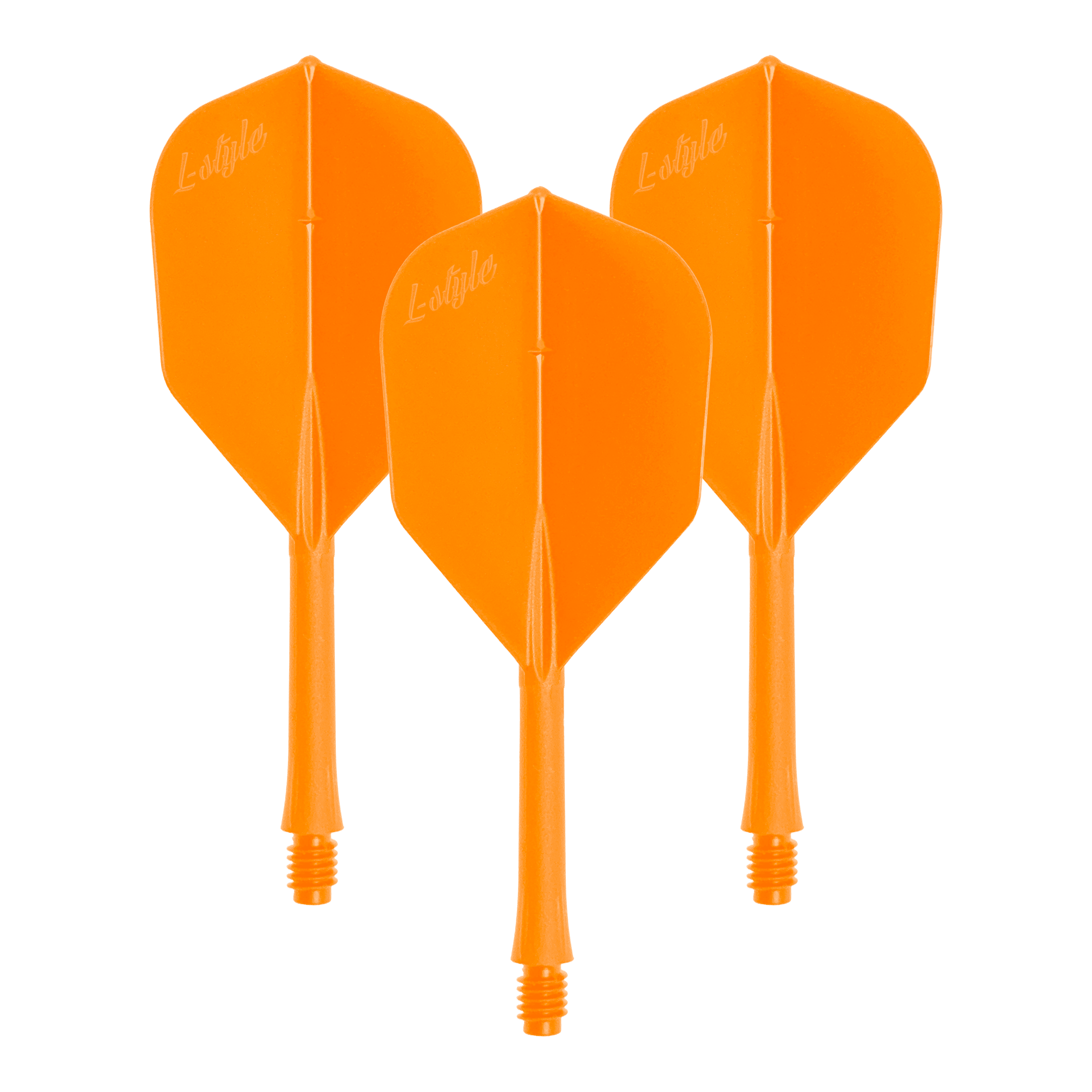 BarFlights stile L 2BA L3 - 260 Ein Set von BarFlight Dartflügen in Neonorange wird dargestellt. Die Dartflüge sind für das Dartspiel bestimmt.