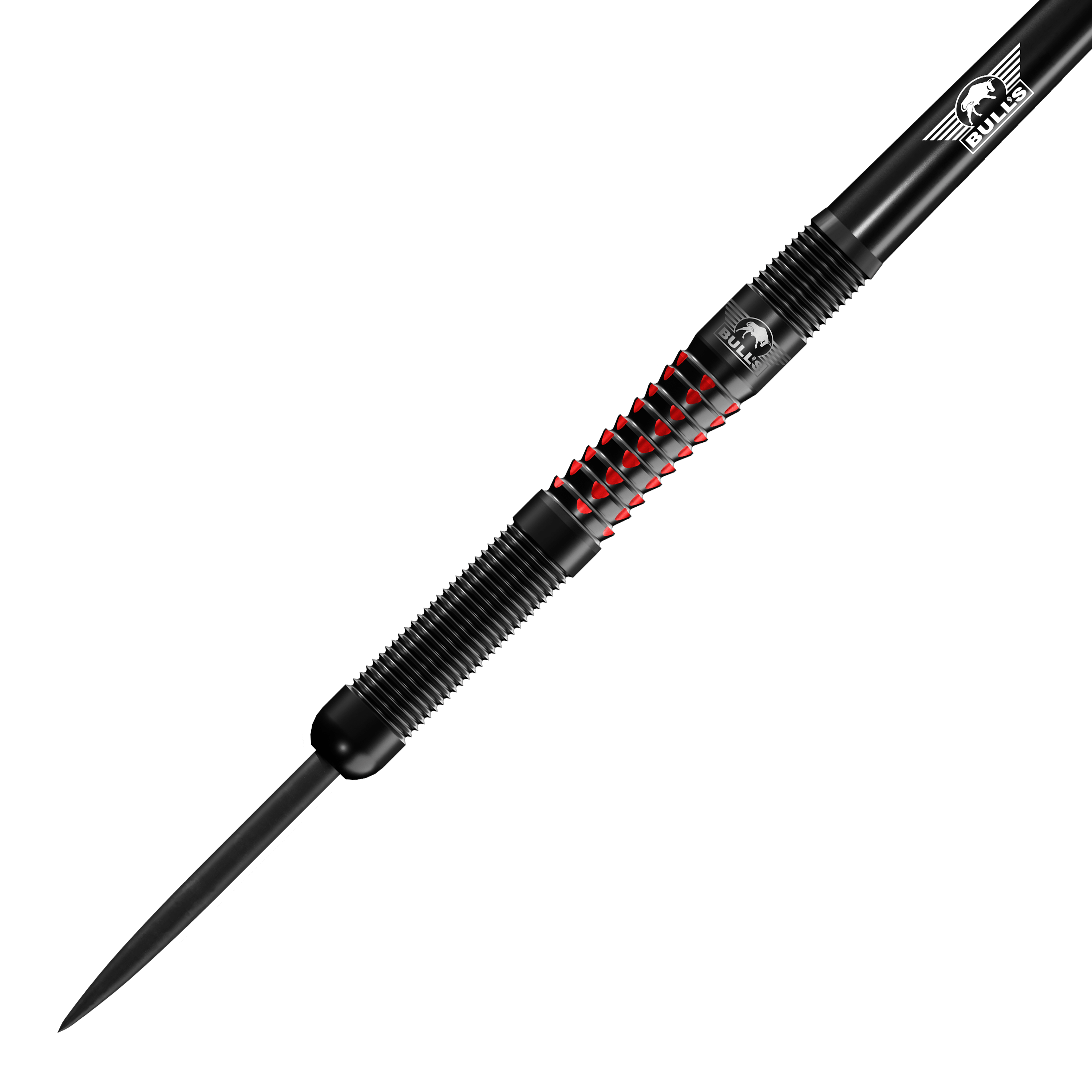 Bulls NL Benjamin Pratnemer freccette in acciaio - 20 g Auf dem Bild ist der Bulls NL Benjamin Pratnemer Steeldart mit 20g Gewicht zu sehen. Der Dart hat ein schwarzes Design mit roten Akzenten und feinen Rillen für besseren Halt.