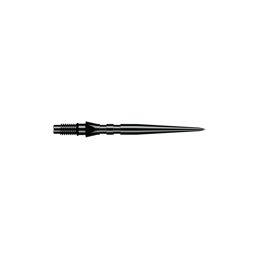 Punte per freccette in acciaio Winmau Switch Point Groove - Nero Zu sehen sind schwarze Winmau Switch Point Groove Steeldartspitzen mit einer Länge von 26 mm. Sie werden häufig als Ersatzspitzen für Steeldarts genutzt.