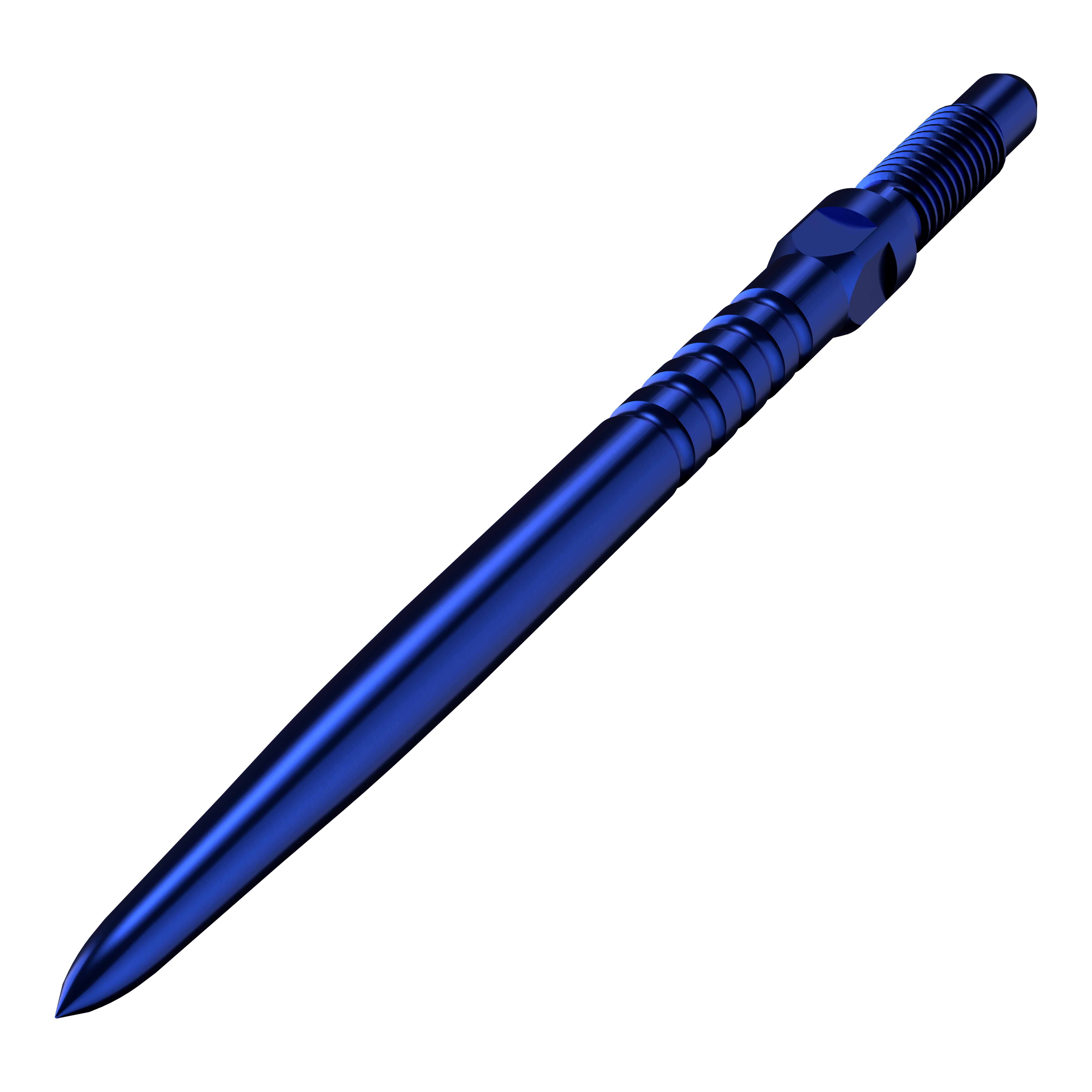 Punte per freccette convertibili Bulls NL - Impugnatura ad anelli - Blu Das Bild zeigt ein Produkt namens BU57713_BullsNL_Convertible_Points_RingedGrip_Blau_32mm_2. Vermutlich ist es ein blauer Dartspitze mit Ringed Grip und 32mm Länge.