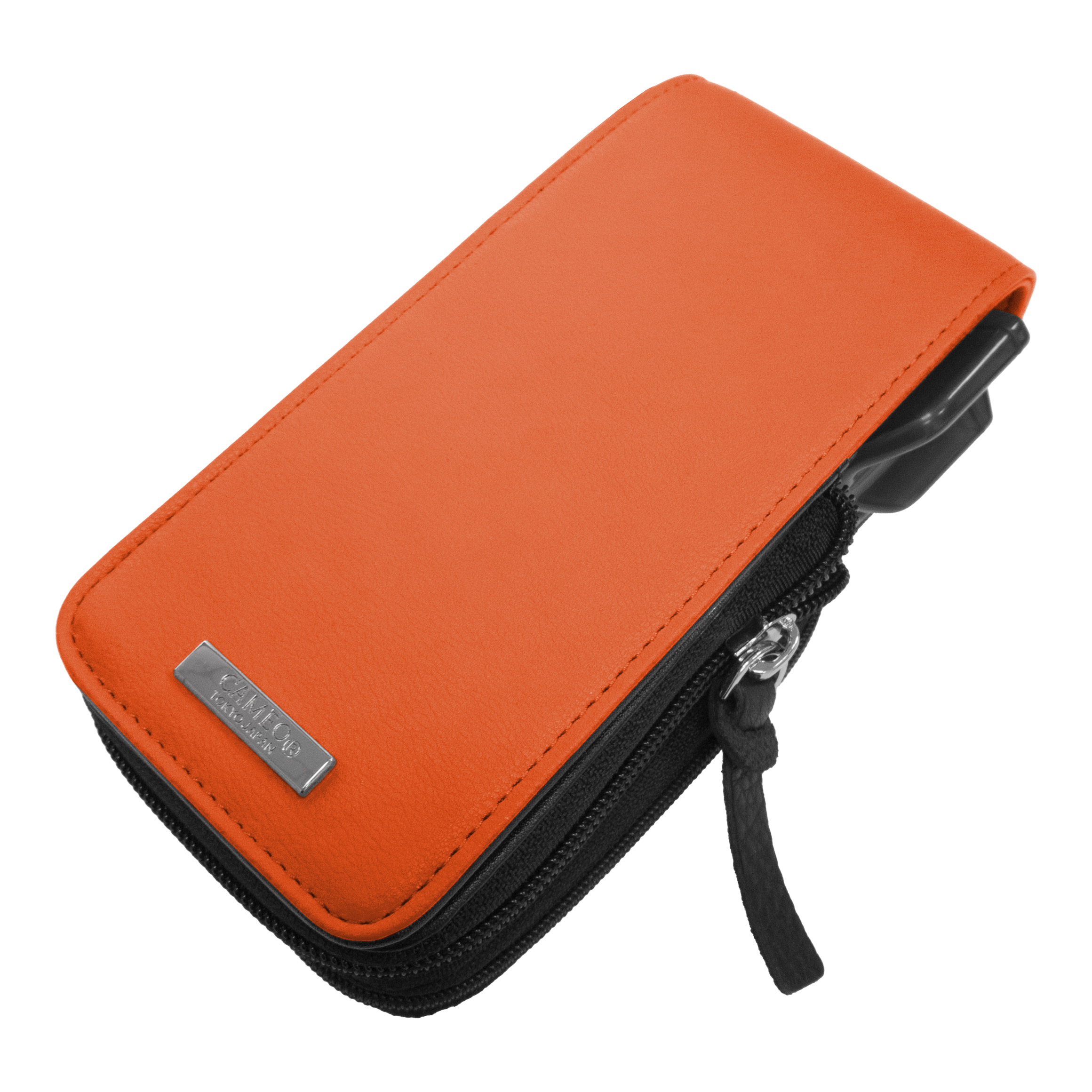 Custodia per freccette Cameo Garment 2.5 Das Bild zeigt ein orangefarbenes Etui mit Reißverschluss. Es ist vermutlich für das Aufbewahren von Darts oder Dartzubehör gedacht.