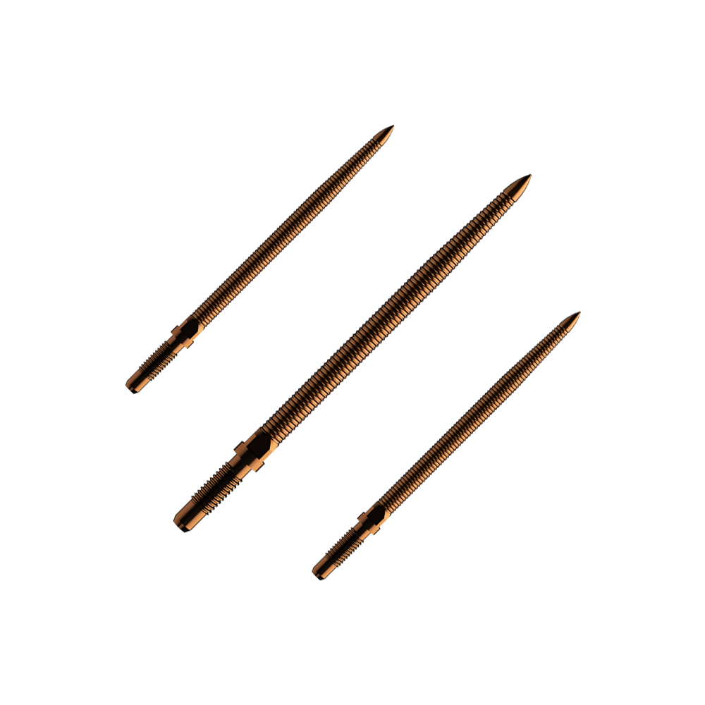 Punte per freccette Bulls NL Convertible Point - Micro Grip - Bronzo Das Bild zeigt einen Dartspitzen-Satz mit MicroGrip in Bronze. Die Spitzen sind 32mm lang.