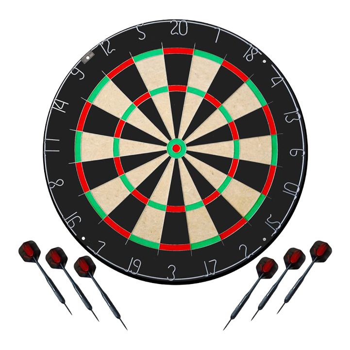 Set di freccette Karella BullOut con 2 set di freccette in acciaio Das Bild stellt das Karella Dartboard BullOut Set mit zwei Sets Steeldarts dar. Es bietet alles, was man für ein direktes Dartspiel benötigt.