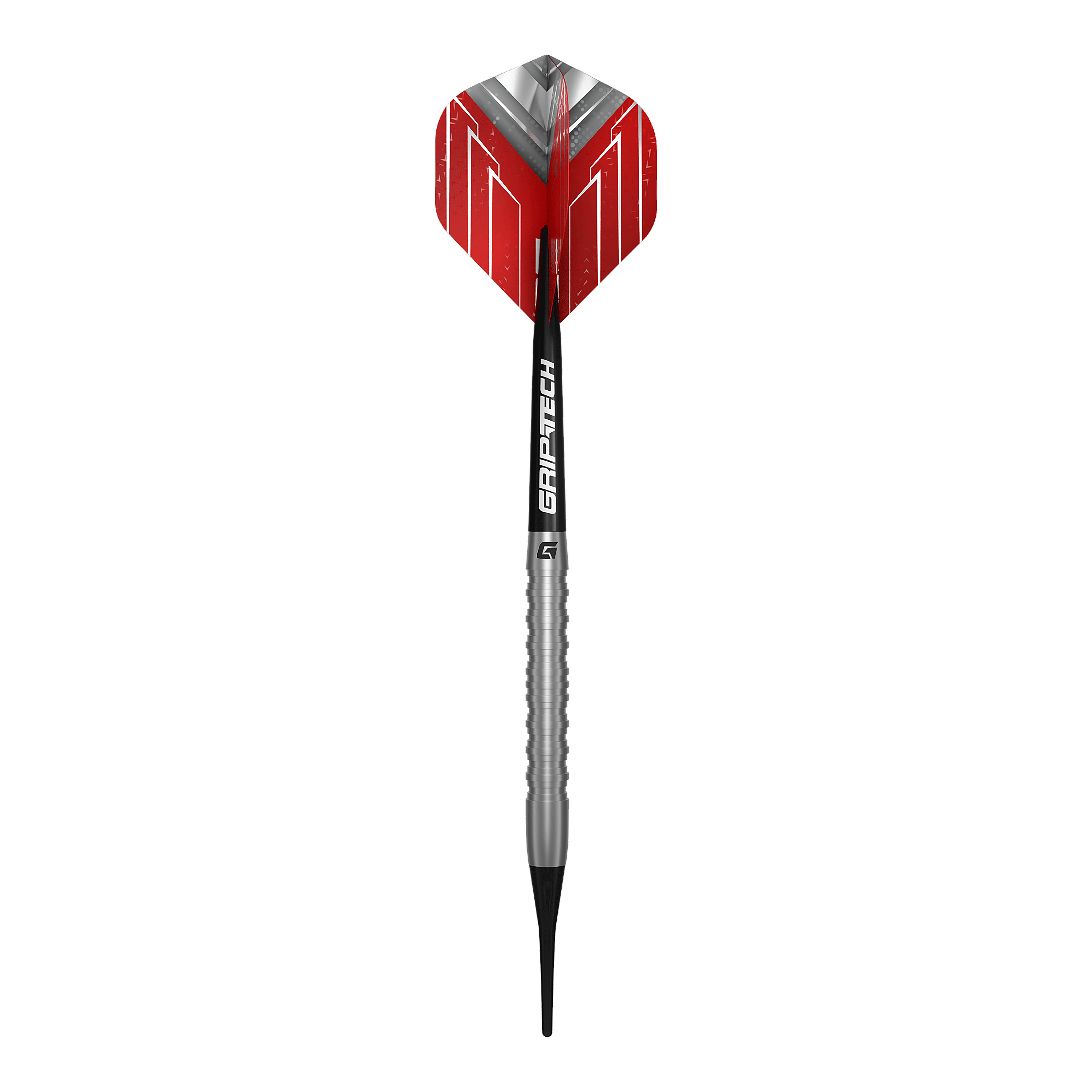 Freccette morbide GOAT Podium Silver - 18 g Das Bild zeigt die GOAT Podium Silver Softdarts mit 18g. Dieses Softdart-Modell ist in Silberfarbe gestaltet.