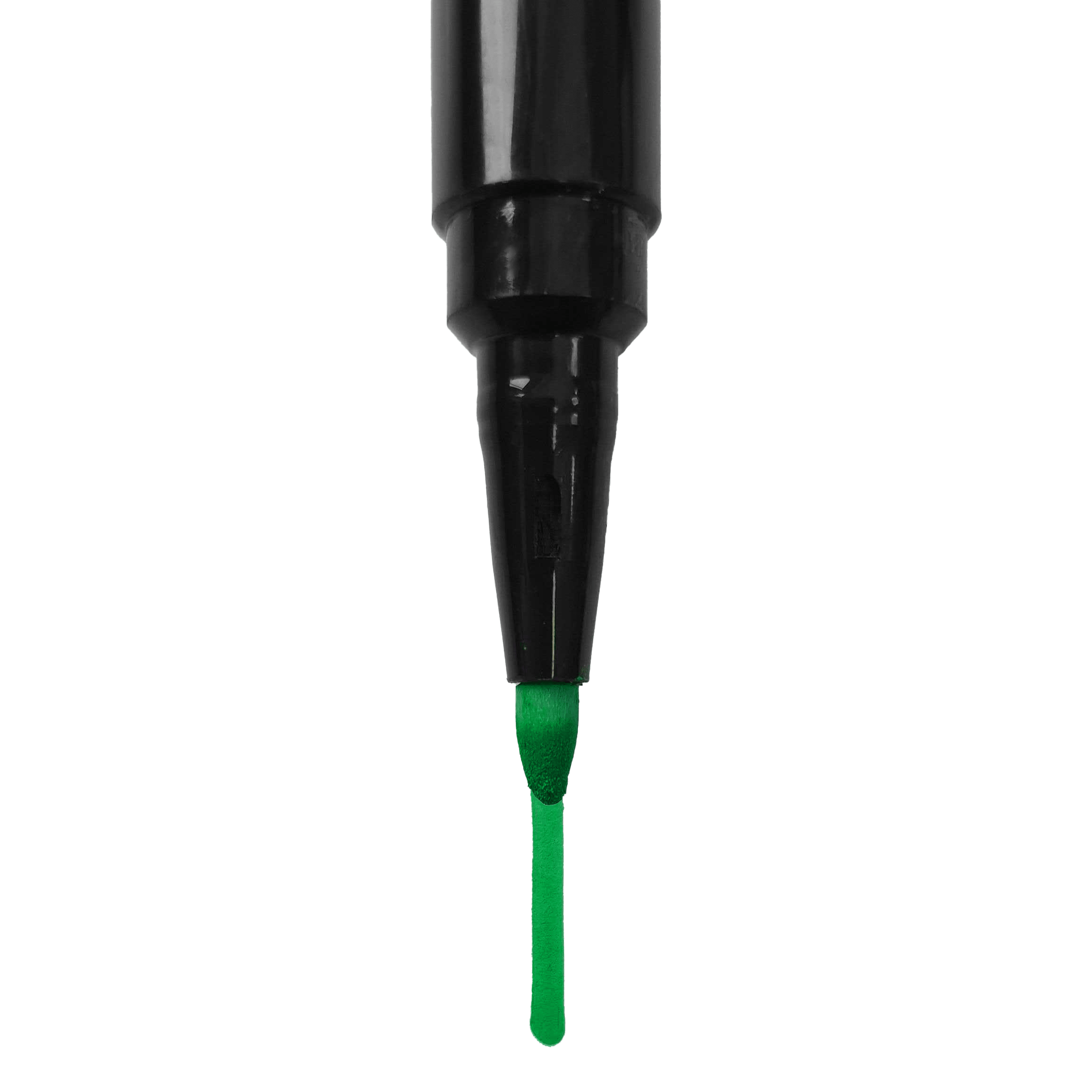 Segnaposto Dies ist ein schwarzer Boardmarker mit einer grünen Spitze. Die Spitze hinterlässt eine grüne Linie.