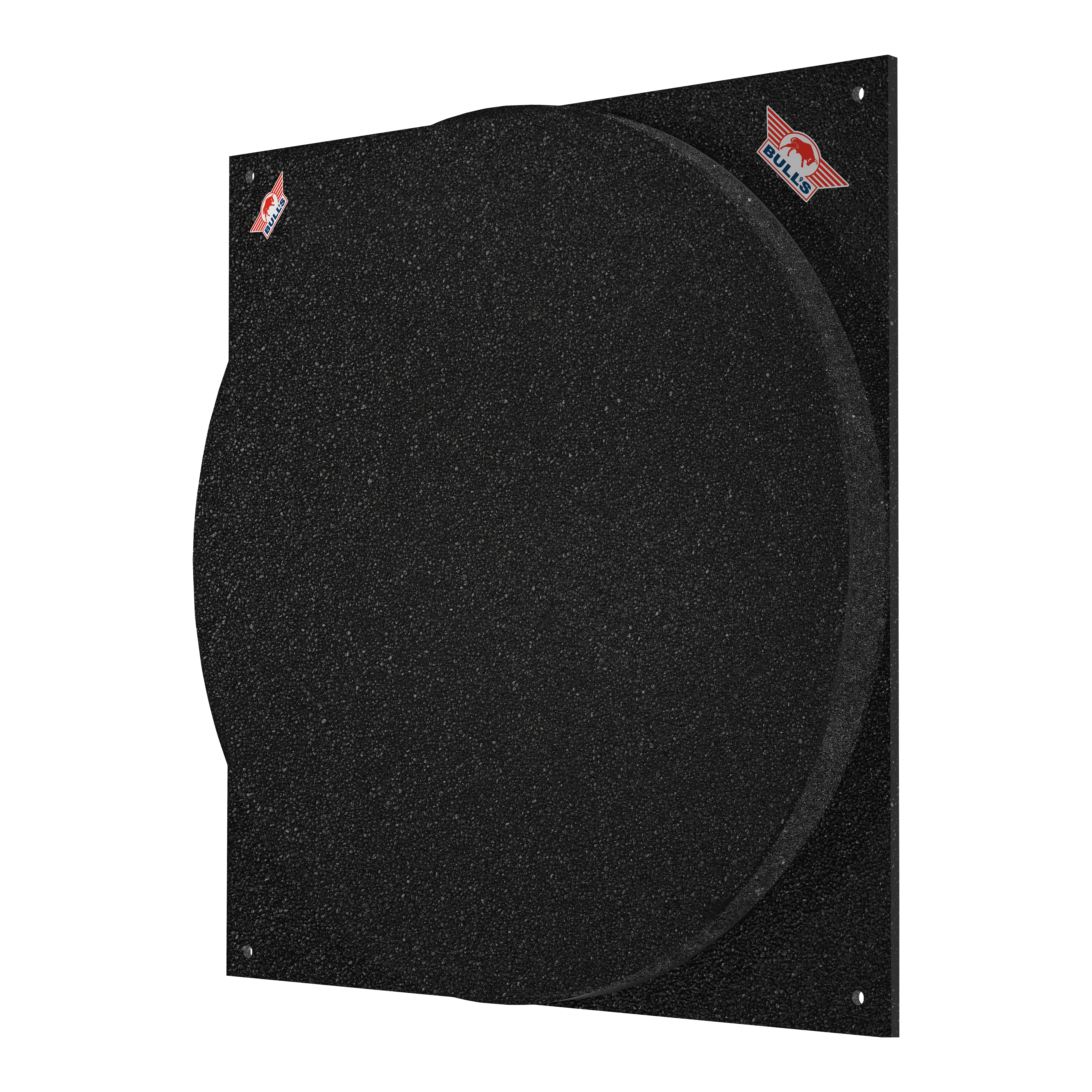Silenziatore per bersaglio da freccette Bulls NL Das Bild zeigt das Produkt "Bulls NL Dartboard Silencer". Es handelt sich um eine schwarze Schallschutzmatte für eine Dartscheibe.