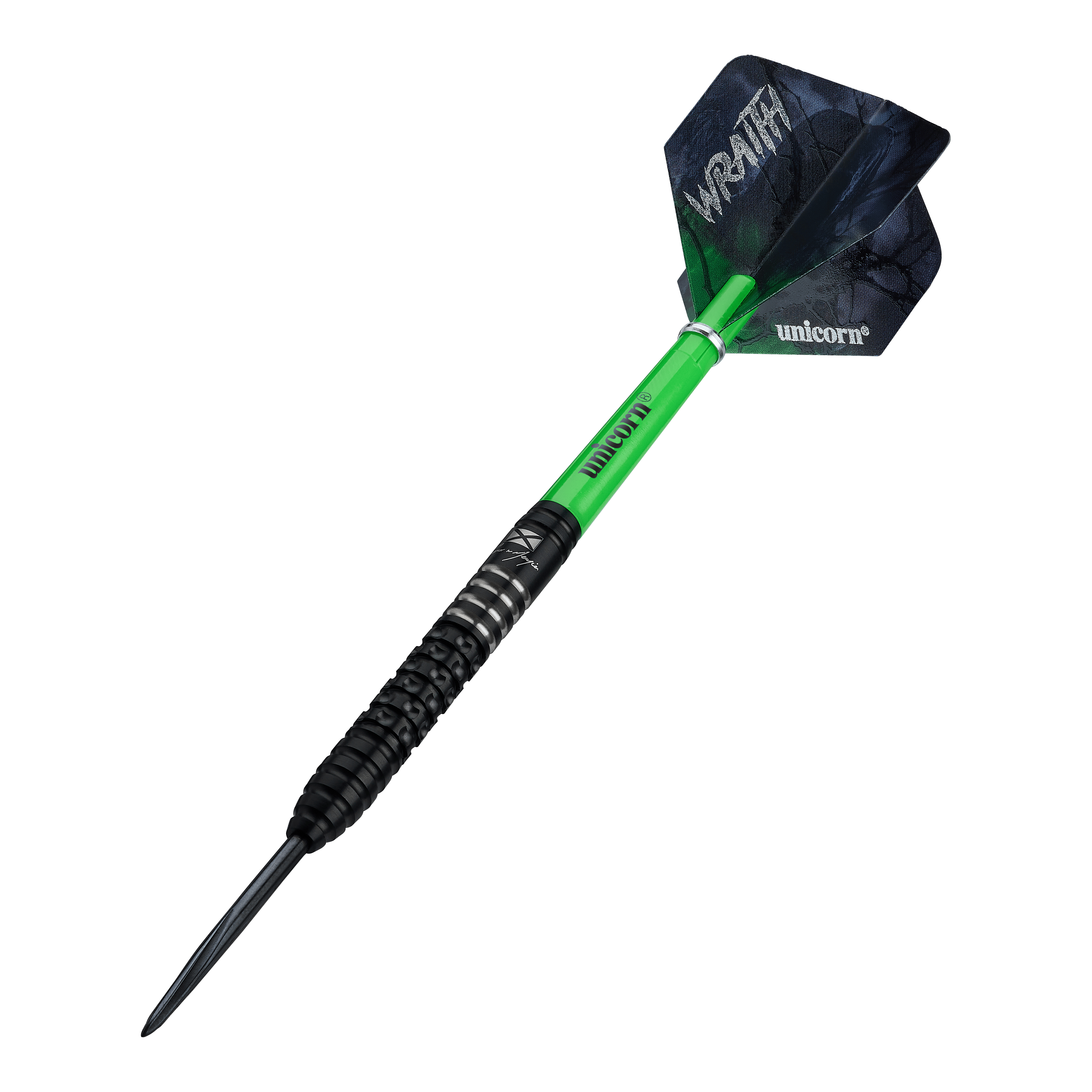 Freccette in acciaio Unicorn Wraith Cameron Menzies - 23 g Das Bild zeigt die Unicorn Wraith Cameron Menzies Steeldarts - 23g. Diese Darts haben eine spezielle Form für präzises Werfen.