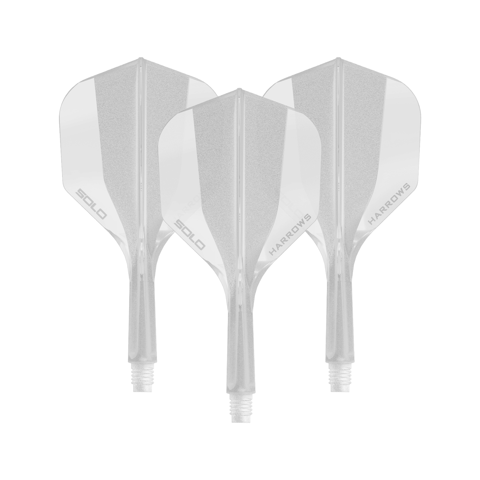 Sistema di alberi di volo Harrows Solo No6 - Trasparente Zu sehen ist ein Harrows Solo No6 Flight Shaft System in klarer Ausführung, 20mm, als Set. Das Produkt wird als Ersatzteil für Dartpfeile verwendet.