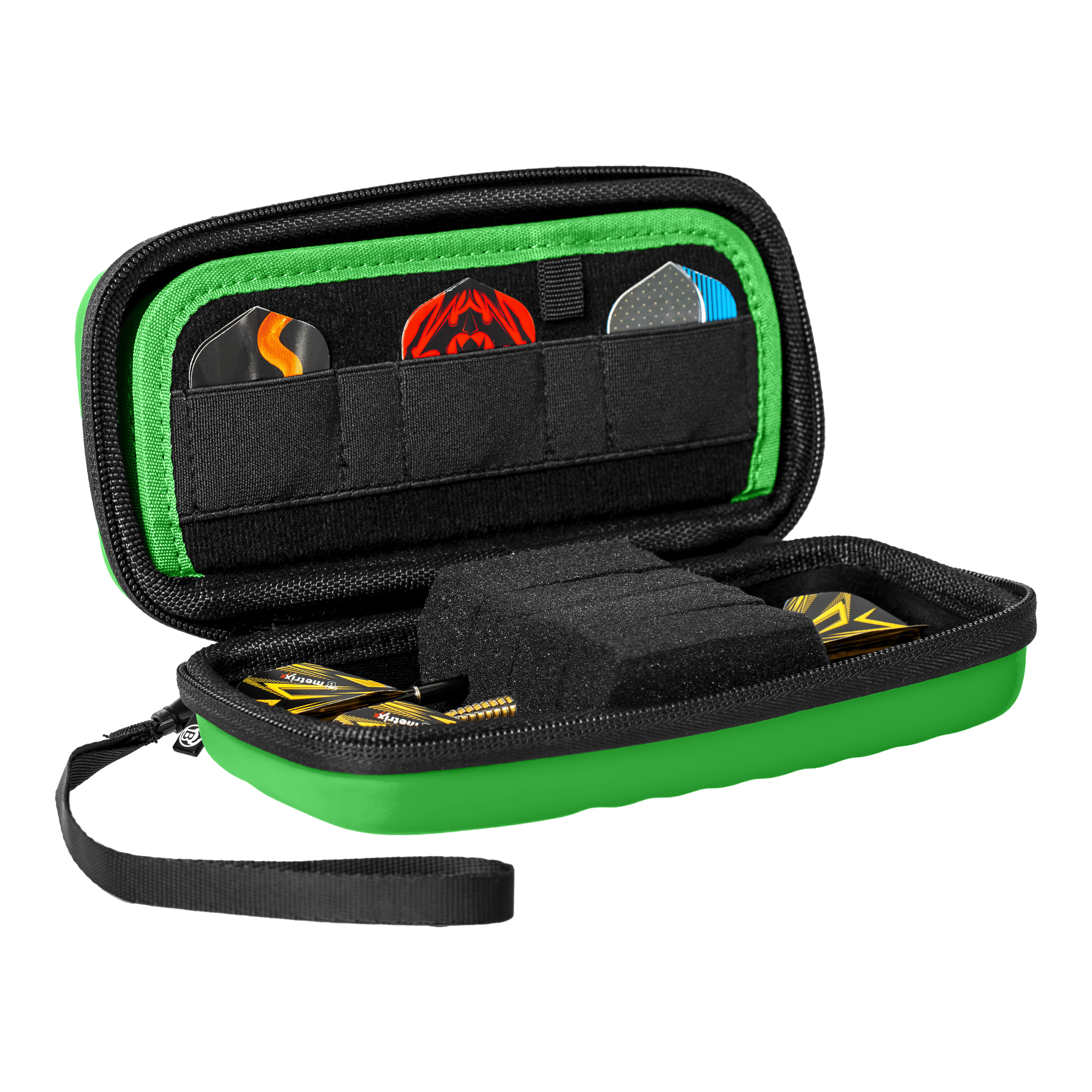 Custodia per freccette Bulls Orbis S - Verde Das Bild zeigt das Produkt Bulls Orbis S Dartcase in Grün. Es handelt sich um ein kompaktes Dartcase zur Aufbewahrung von Dart-Zubehör.