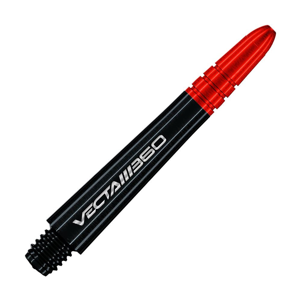 Aste Winmau Vecta Blade 360 - Nere Das Bild zeigt Winmau Vecta Blade360 Shafts in Schwarz mit einer Länge von 40 mm. Die Shafts werden aus einer anderen Perspektive präsentiert.