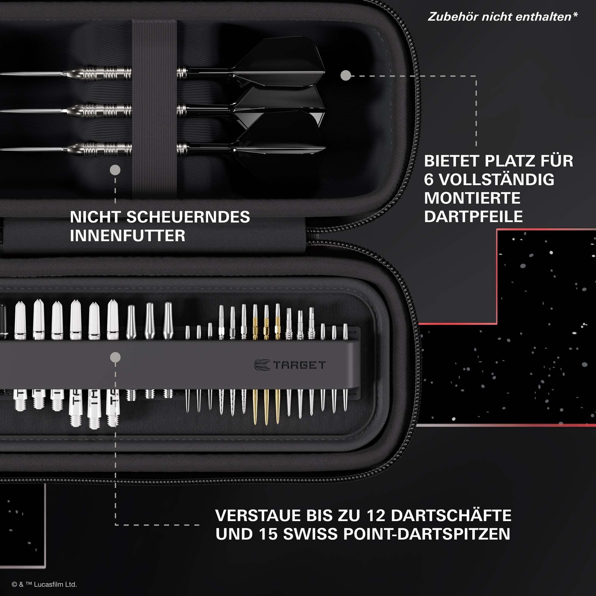 Portafreccette Target Star Wars Boa - Darth Maul Zu sehen ist das Target Star Wars Boa Dartcase im Darth Maul-Look. Es eignet sich perfekt für alle, die Star Wars und Dartspiel genießen.