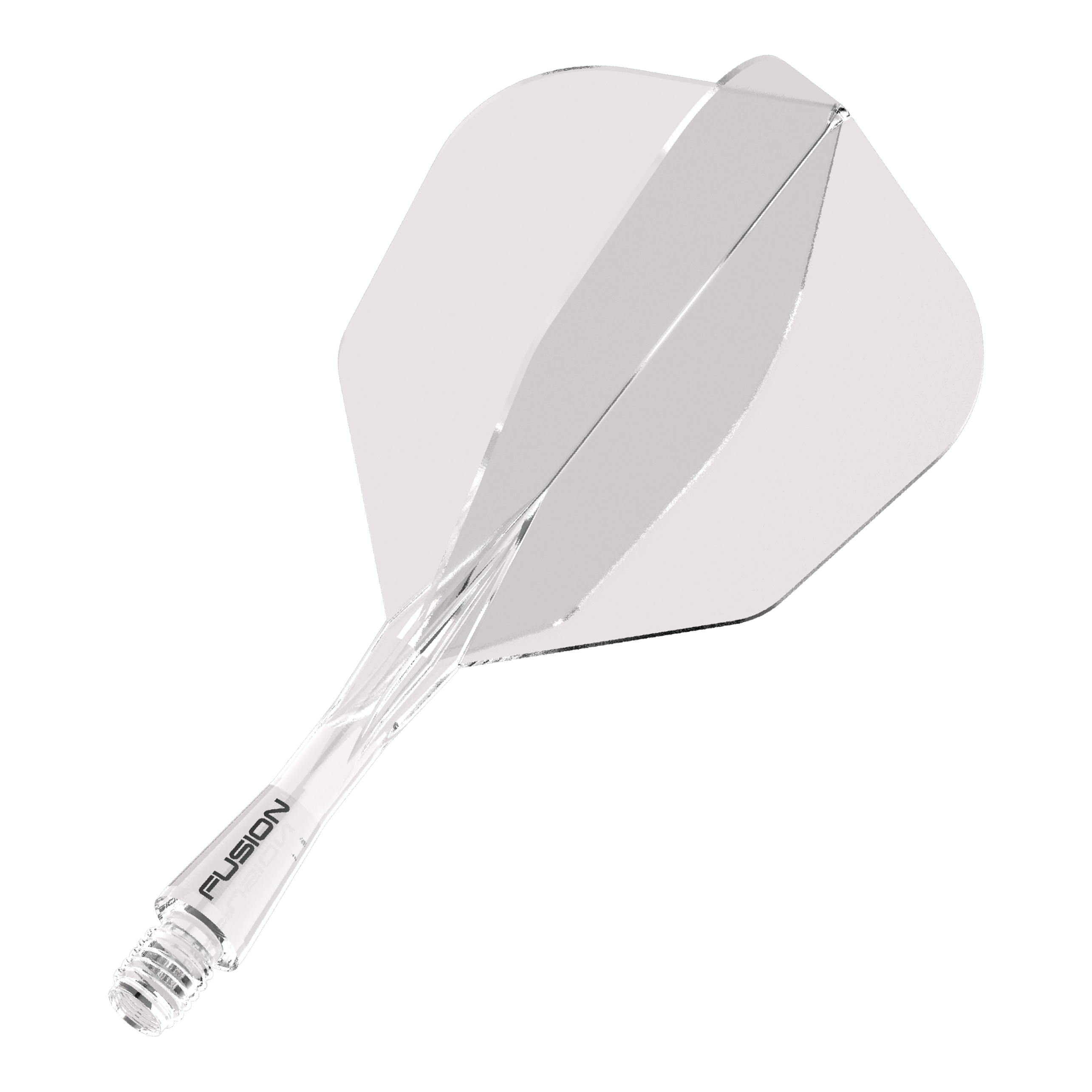 Sistema di alberi di volo a fusione Winmau n. 6 trasparente Das Bild zeigt das Produkt "Winmau Fusion Flight-Shaft-System No6 Clear". Es handelt sich um ein durchsichtiges Flight- und Schaftsystem für Dartpfeile.