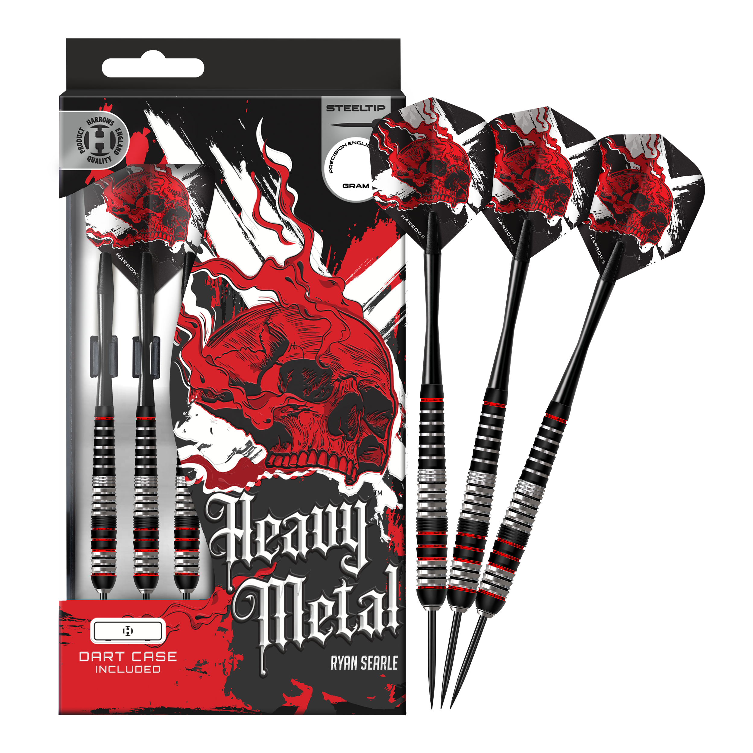 Freccette in acciaio e ottone Ryan Searle Heavy Metal Harrows Das Bild stellt die Harrows Heavy Metal Ryan Searle Brass Steeldarts dar. Das Produkt überzeugt durch hochwertiges Messing und robustes Design.