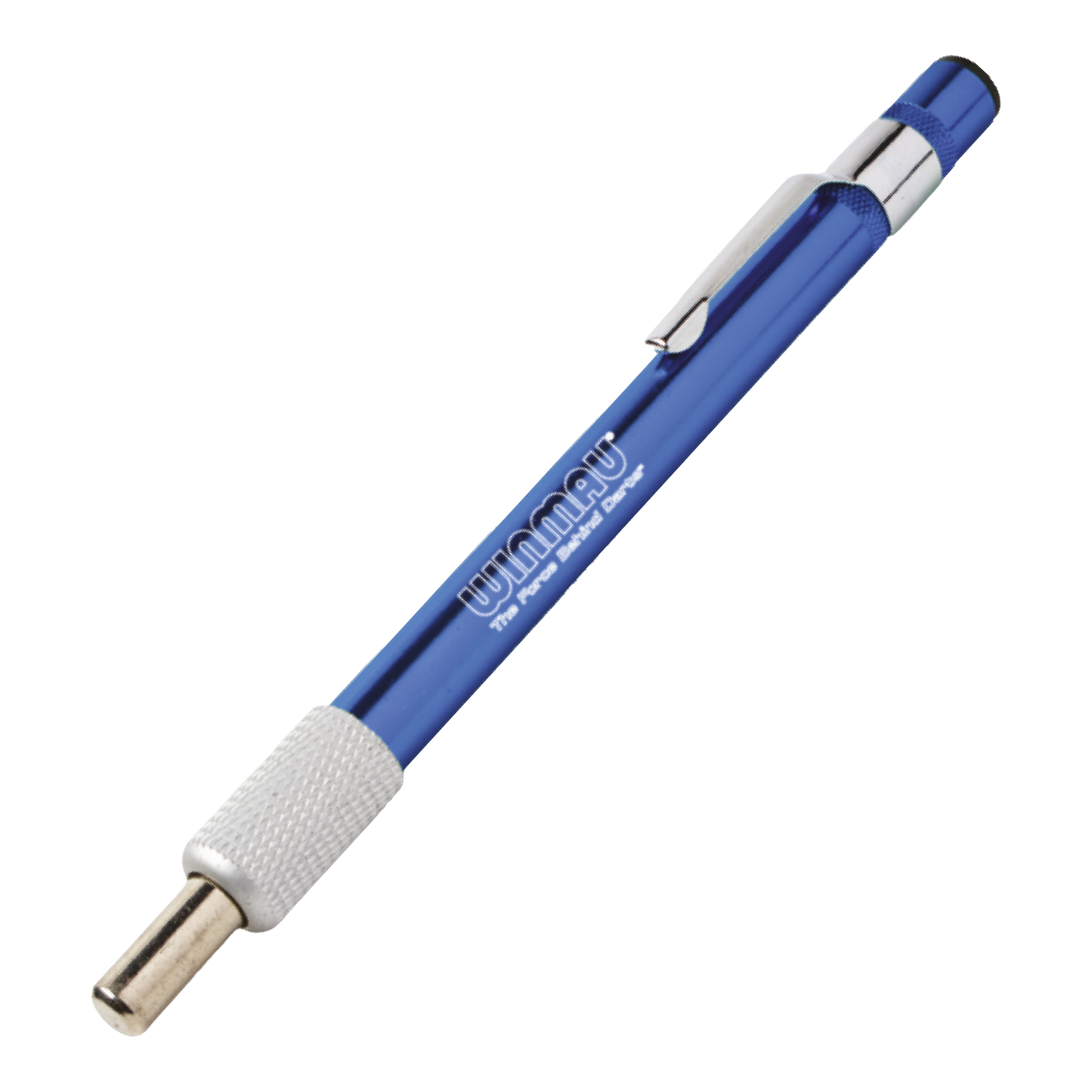 Pietra per affilare Winmau Diamond Point Ein blauer Schleifstein für Dartspitzen ist abgebildet. Das Produkt dient dazu, die Spitzen von Darts zu schärfen.