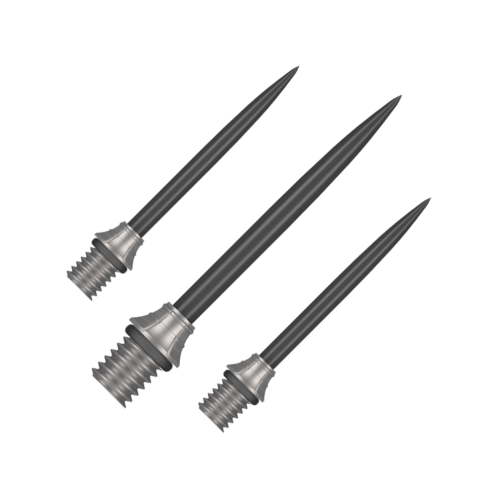 Punti di conversione Shot Fynx - 32 mm Gezeigt wird ein Set der Shot Fynx Conversion Points mit 32 mm Länge. Diese Spitzen bieten Vielseitigkeit beim Dartspielen.