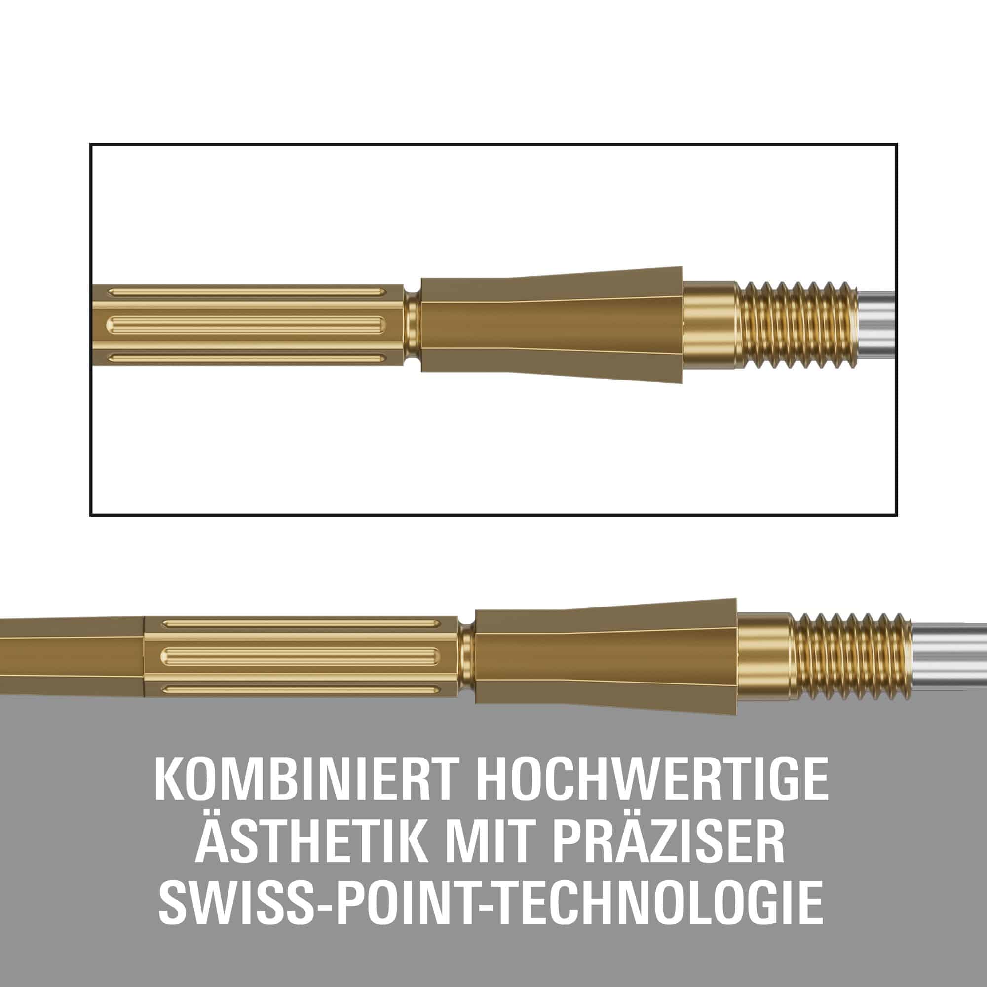 Punte per freccette Target Elysian Archetype 43 Swiss Point in acciaio - Oro Target Elysian Archetype 43 Swiss Point Steeldartspitzen in Gold. Hochwertige Dartspitzen für professionelle Darts.