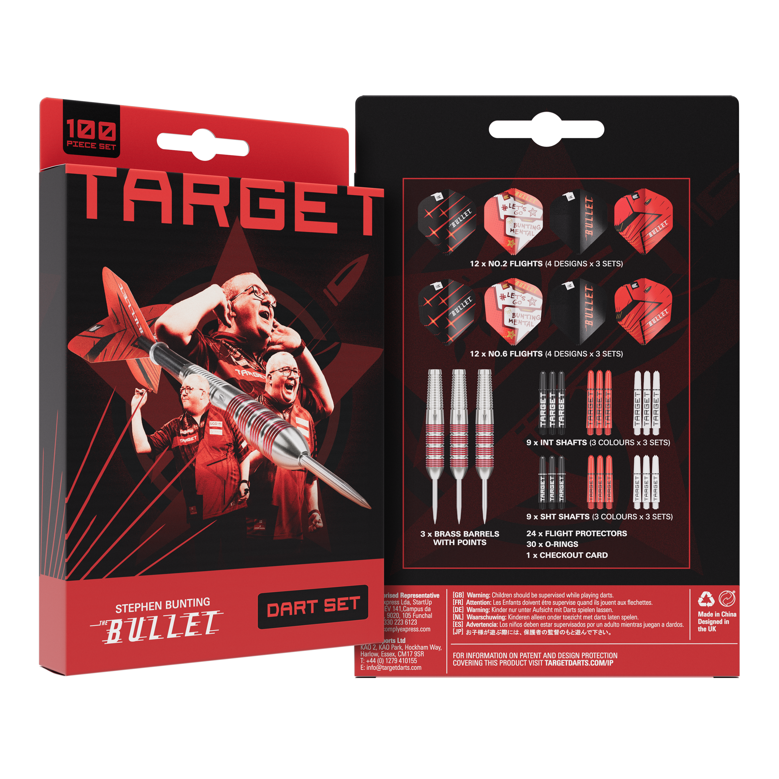 Set di 100 freccette in ottone Stephen Bunting Bullet - 22 g