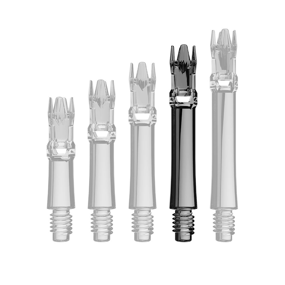 Alberi di ricambio L-Style L-System - Nero trasparente Abgebildet sind schwarze transparente Ersatzshafts. Das Produkt ist länglich und mehrfach dargestellt.