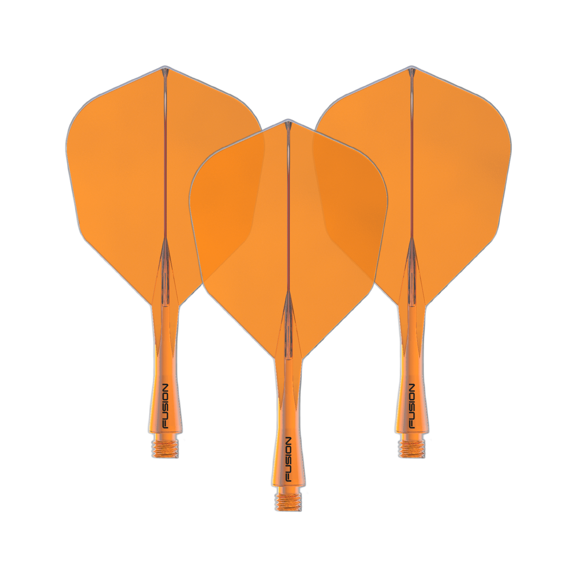 Sistema di alberi di volo a fusione Winmau n. 6 arancione neon Dies ist ein Bild eines Winmau Fusion Flight Shaft Systems No6 in Neon Orange, 22 mm. Das Produkt wird als Set dargestellt.