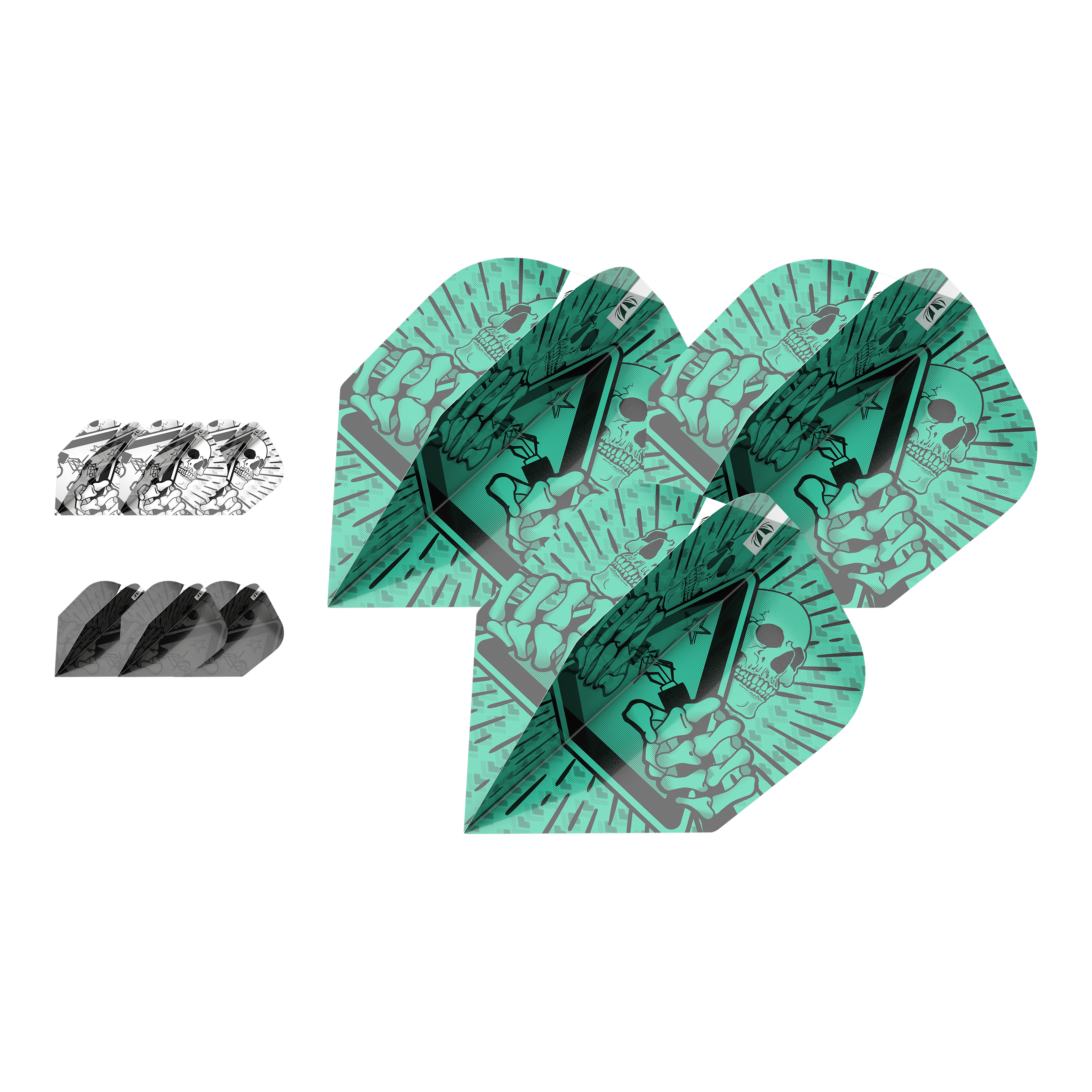 Target Ink Bundle 3 set di alette Rob Cross No6 Target Ink Bundle 3 Sets Rob Cross No6 Flights sind nebeneinander zu sehen. Die Flights heben sich durch ihr besonderes Design ab.