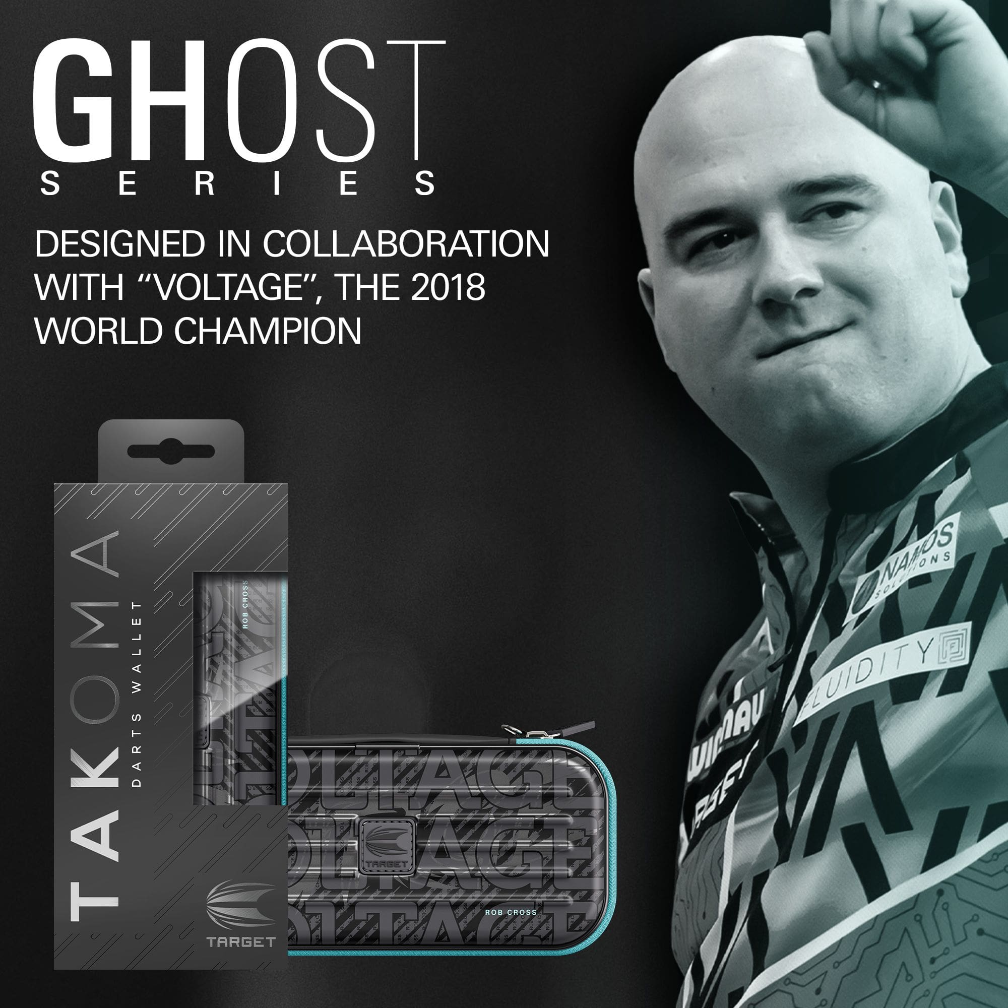 Custodia per freccette Rob Cross della serie Ghost di Takoma Dieses Foto zeigt das Takoma Ghost Series Rob Cross Dartcase. Es bietet sicheren Schutz für Ihre Darts im Stil von Rob Cross.