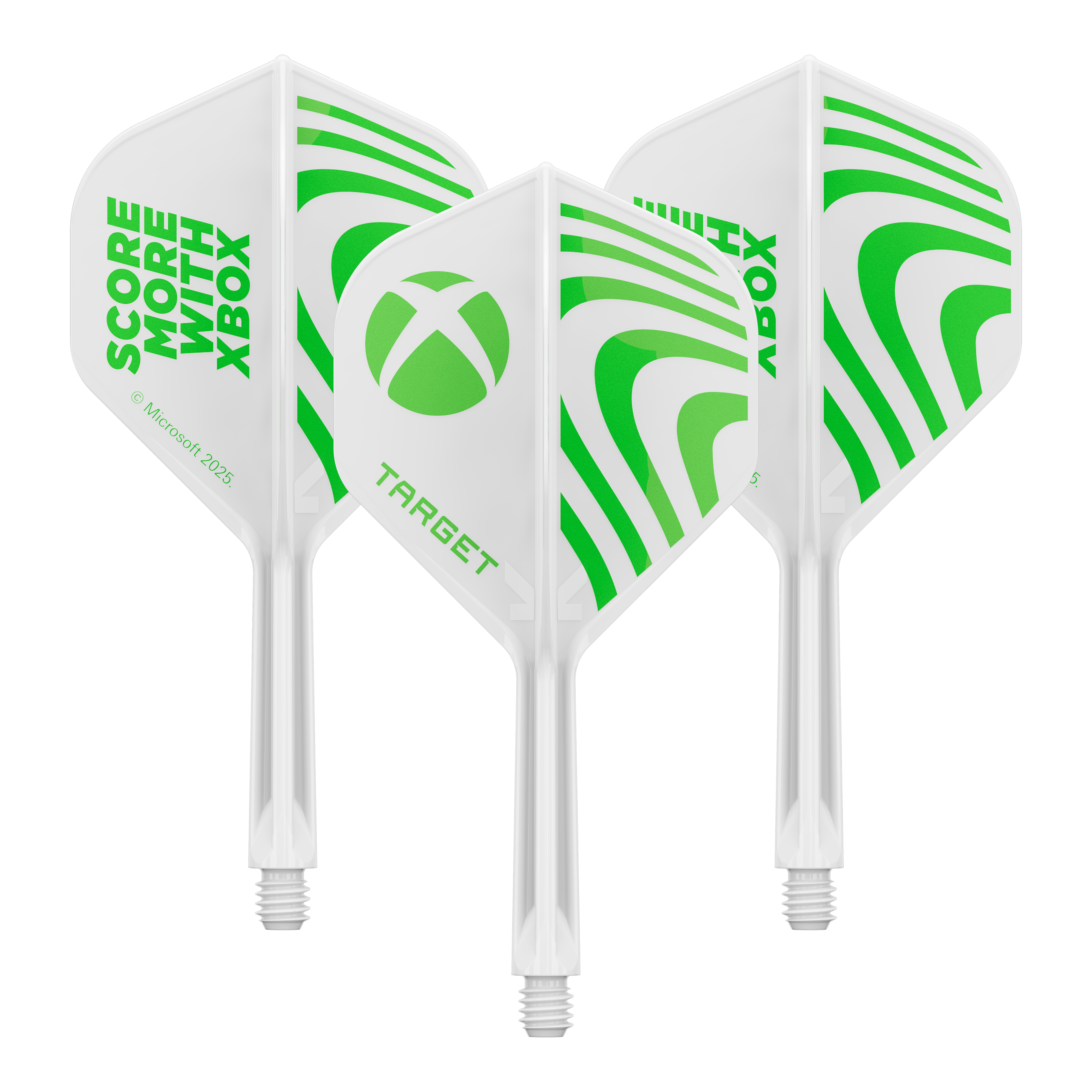Target Xbox K-Flex No2 Standard Flights - Bianco Ein Produktbild mit dem Dateinamen 410611_Target_Xbox_KFlex_No2_Standard_Flights_26mm_1Set. Es handelt sich wahrscheinlich um ein Set vom Dartzubehör.