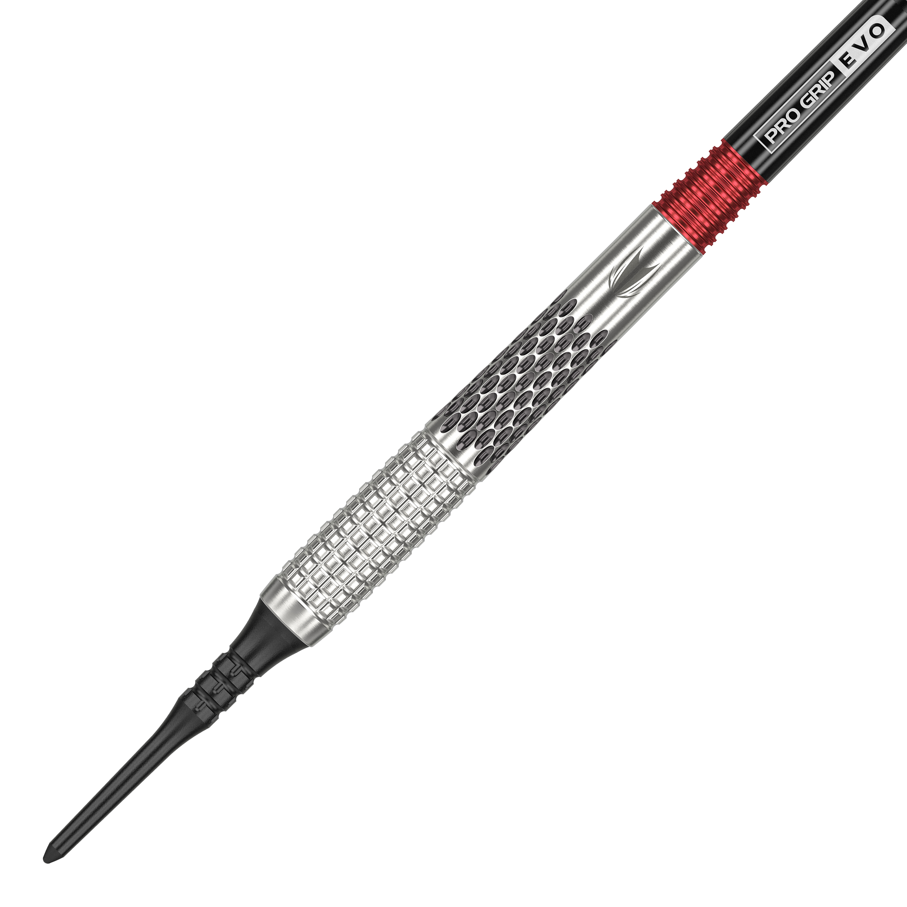 Freccette morbide Target Stephen Bunting GEN5 - 18 g Das Bild zeigt einen Target Stephen Bunting GEN5 Softdart mit einem Gewicht von 18g. Der Dart hat ein silbernes Griffstück mit schwarzen und roten Akzenten.