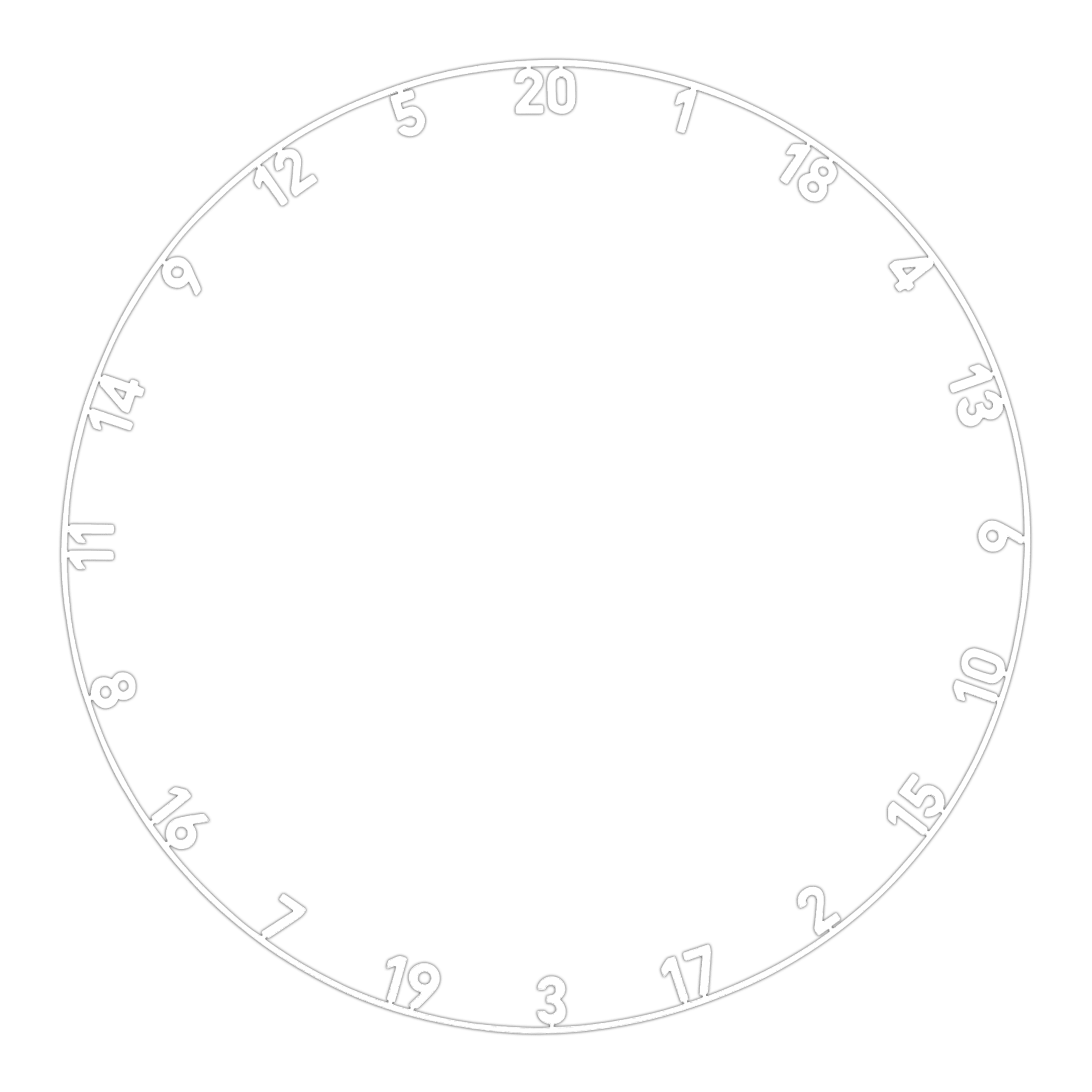 Abgebildet ist ein Zahlenring mit klassischem weißen Design. Das Produkt scheint für ein Dartboard oder ähnliches verwendet zu werden.