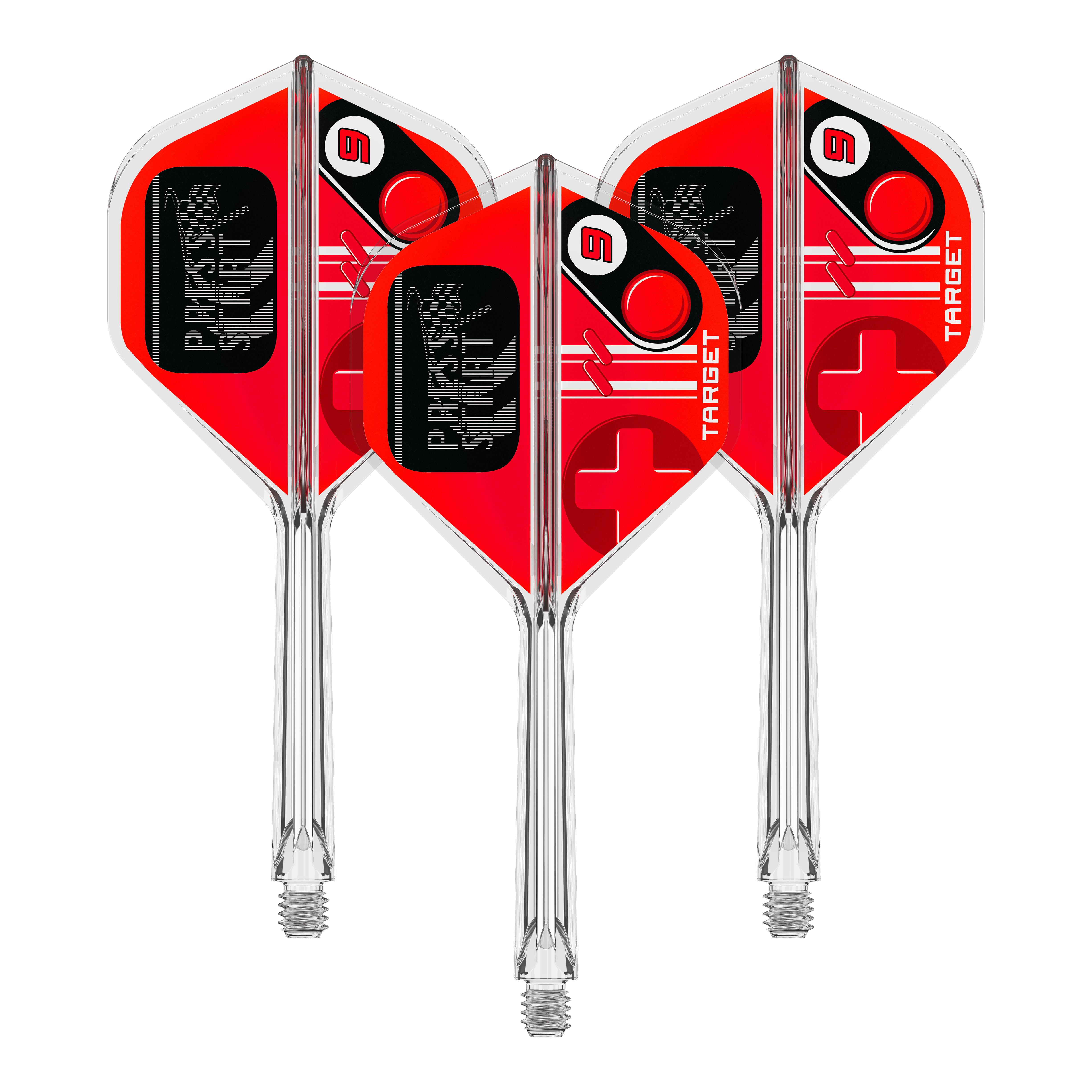 Voli standard Target K-Flex Press Start n. 2 Abbildung des Dartzubehörs 410587_Target_K-Flex_PressStart_No2_Standard_Flights_33mm_1Set. Das Bild repräsentiert eine Produktvariante mit mehreren Teilen.