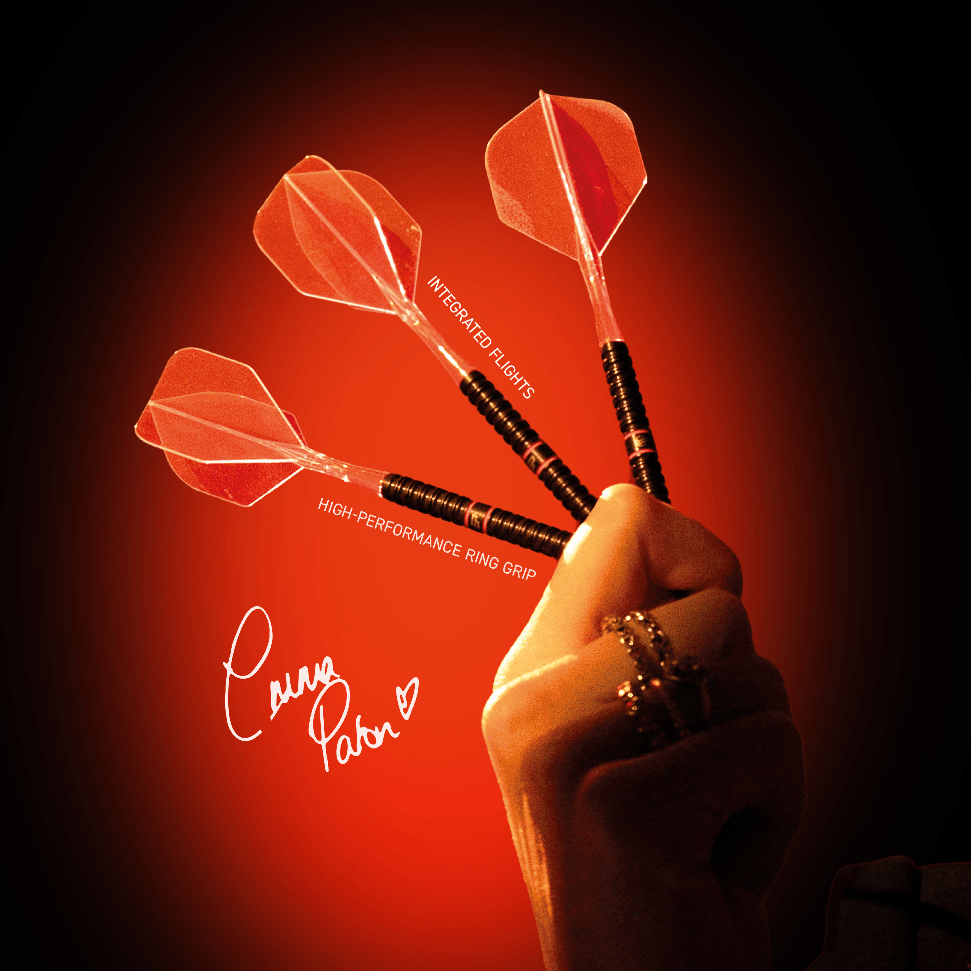 Zu sehen ist der Winmau Emma Paton Edit Steeldarts - 23 g. Diese Steeldarts sind für exaktes Dartspiel konzipiert.