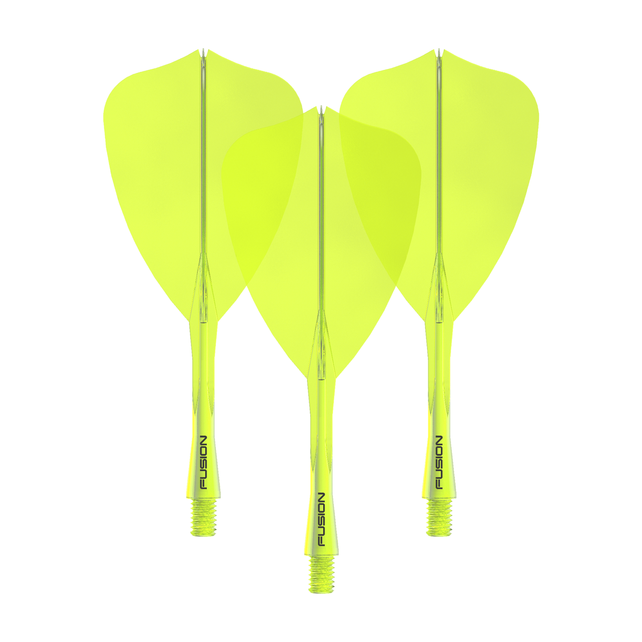 Winmau Fusion Flight Shaft System Freccia Giallo Neon Dieses Bild zeigt das Winmau Fusion Flight Shaft System Arrow Set in Neongelb mit einer Länge von 28 mm. Zu sehen ist vermutlich ein komplettes Dartset.