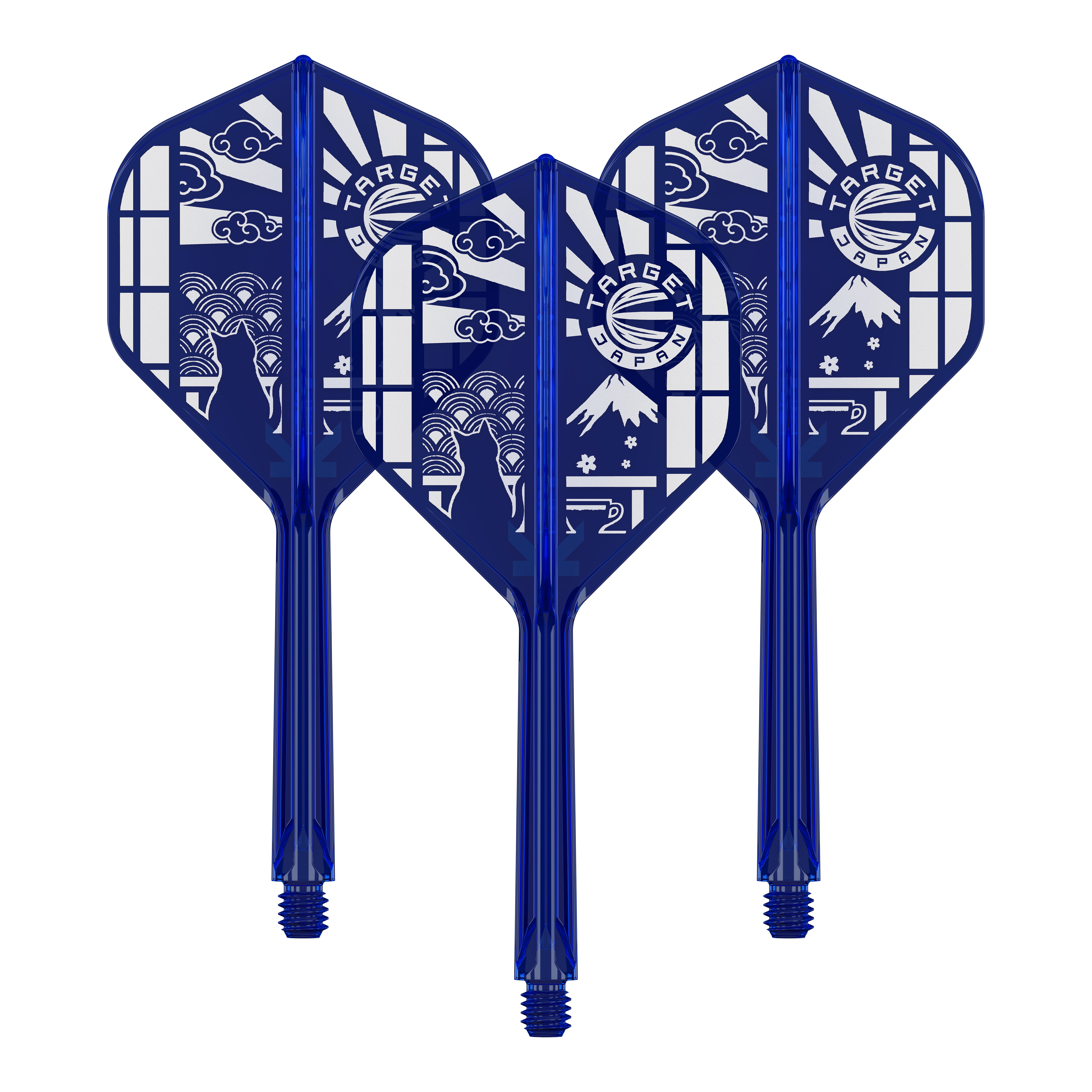 Target Japan K-Flex Blue Limited No2 Voli Standard Ein Set von Target Japan K-Flex Blue Limited No2 Flights 33mm wird dargestellt. Das Set zeigt blaue Dartflights.