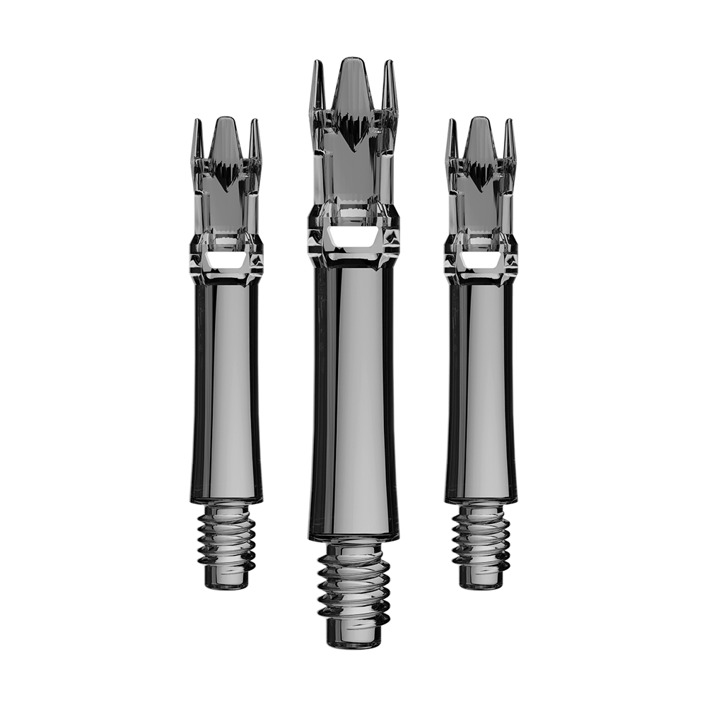 Alberi di ricambio L-Style L-System - Nero trasparente Abgebildet ist ein Set von schwarzen transparenten Ersatzshafts. Die Shafts sind ordentlich zusammengesetzt.