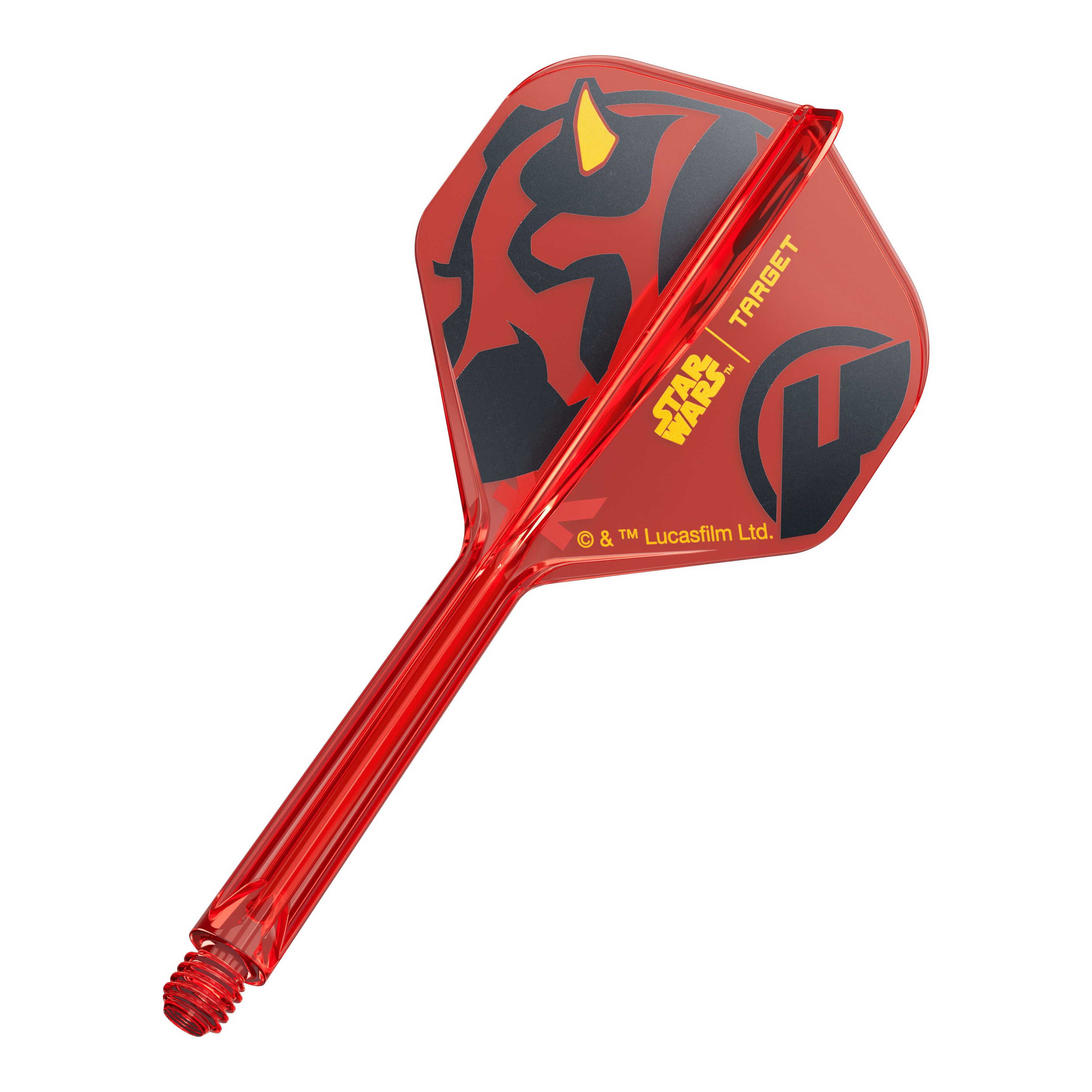 Alette standard Target Star Wars K-Flex Darth Maul No2 Ein Dart-Flight aus der Star Wars KFlex Darth Maul No2 Serie ist abgebildet. Das Produkt hat eine mittlere Länge von 33 mm.