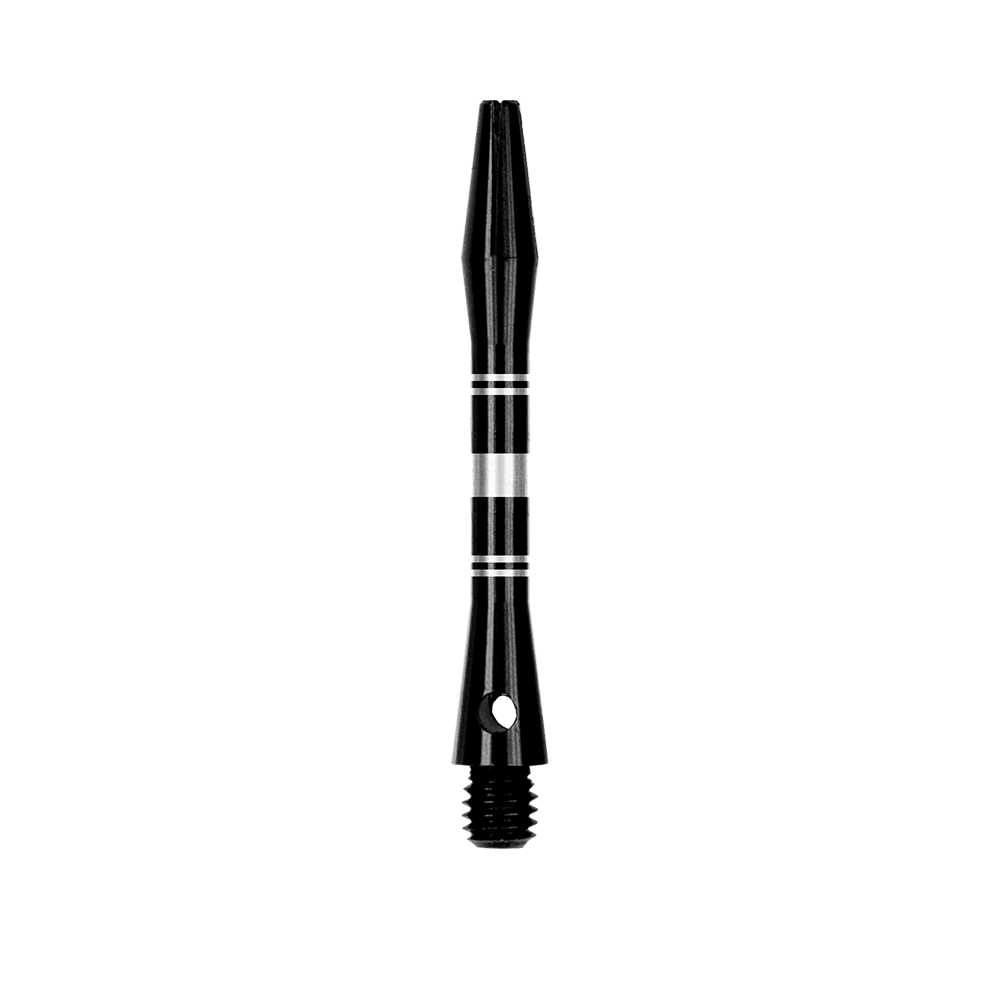 Alberi in alluminio con anelli - Nero Argento Das Bild zeigt Aluminium Shafts in Schwarz und Silber. Das Produkt ist in Nahaufnahme abgebildet.