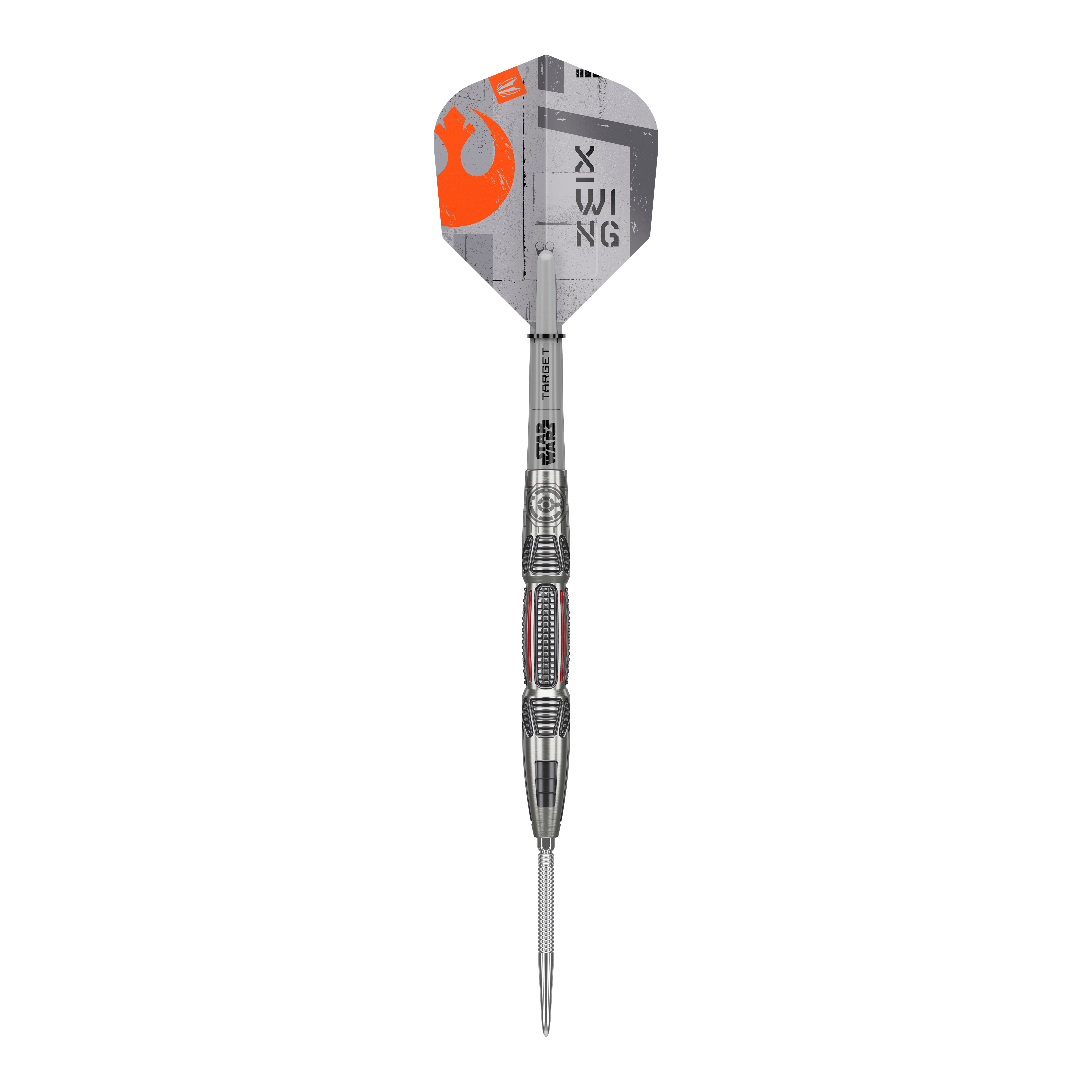 Freccette in acciaio con punta svizzera Target Star Wars X-Wing Abgebildet sind Target Star Wars X-Wing Swiss Point Steeldarts. Die Darts sind inspiriert von der Star Wars X-Wing Serie.