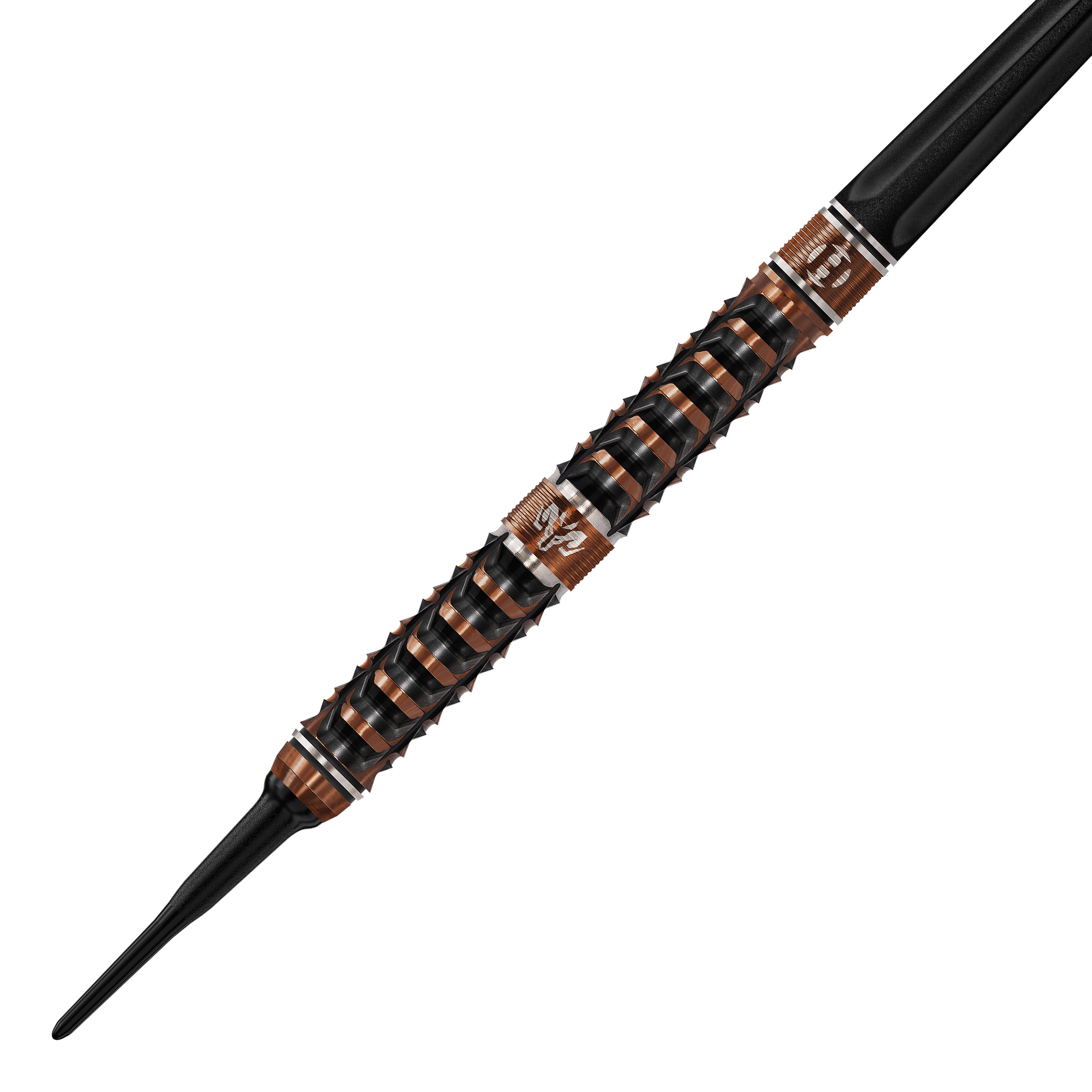 Freccette morbide Harrows Tungsten Trinity Zu sehen sind die Harrows Wolfram Trinity Softdarts. Das Bild stellt die Details und Form der Softdarts dar.