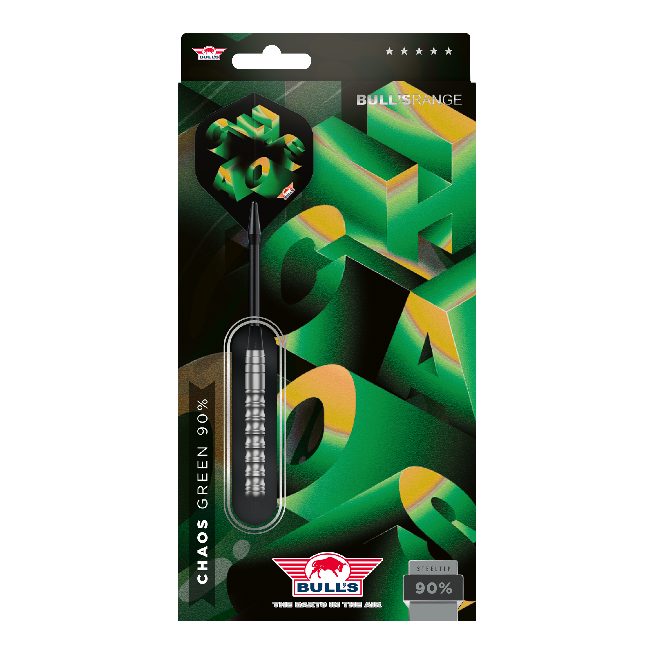 Bulls NL Chaos Freccette in acciaio verde - 24 g Hier sind die Bulls NL Chaos Green Steeldarts - 24g abgebildet. Die Darts sind grün und eignen sich für Steel-Dartspiele.