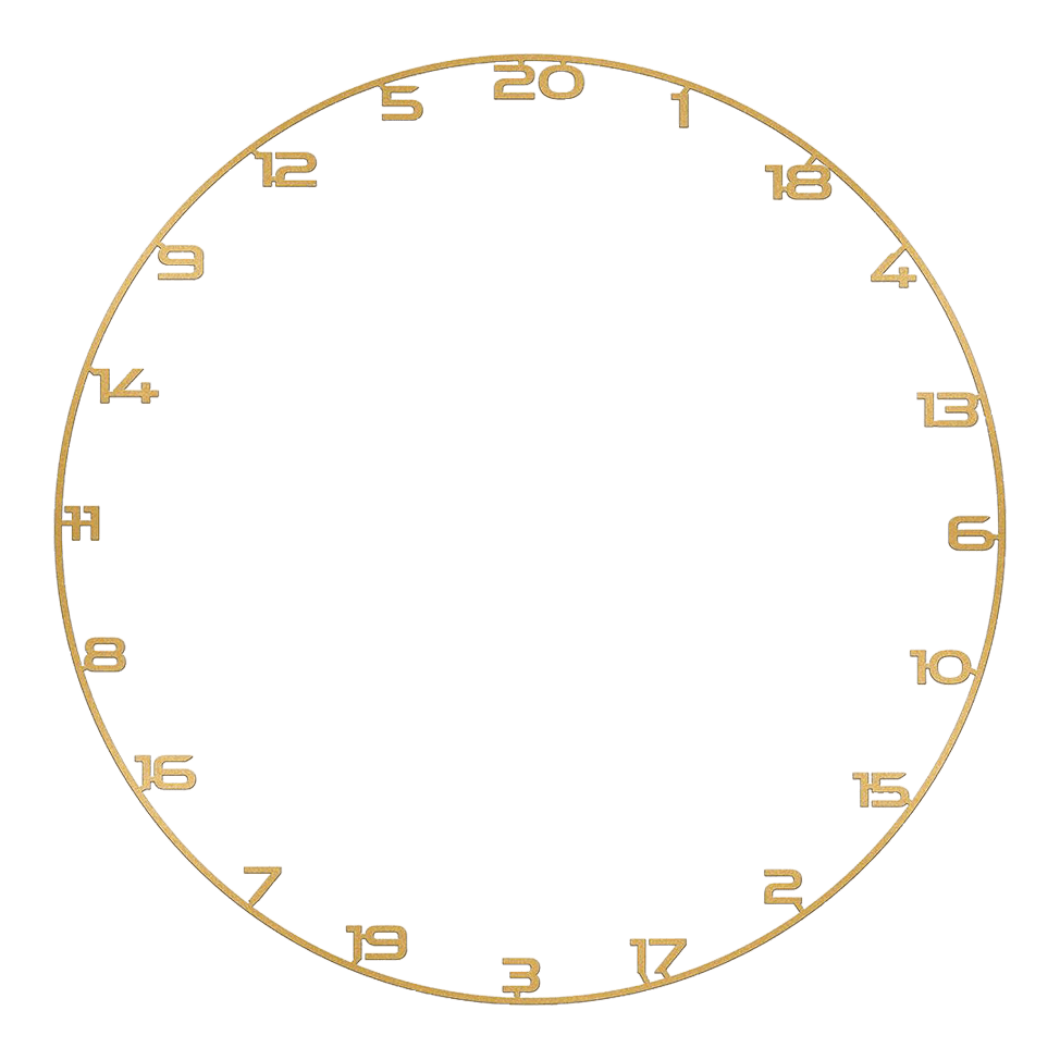 Anello numerico per bersaglio per freccette Zu sehen ist ein Dartboard Zahlenring in Gold. Das Produkt heißt 'BT1000160 Bullet Dartboard Zahlenring Gold 1'.