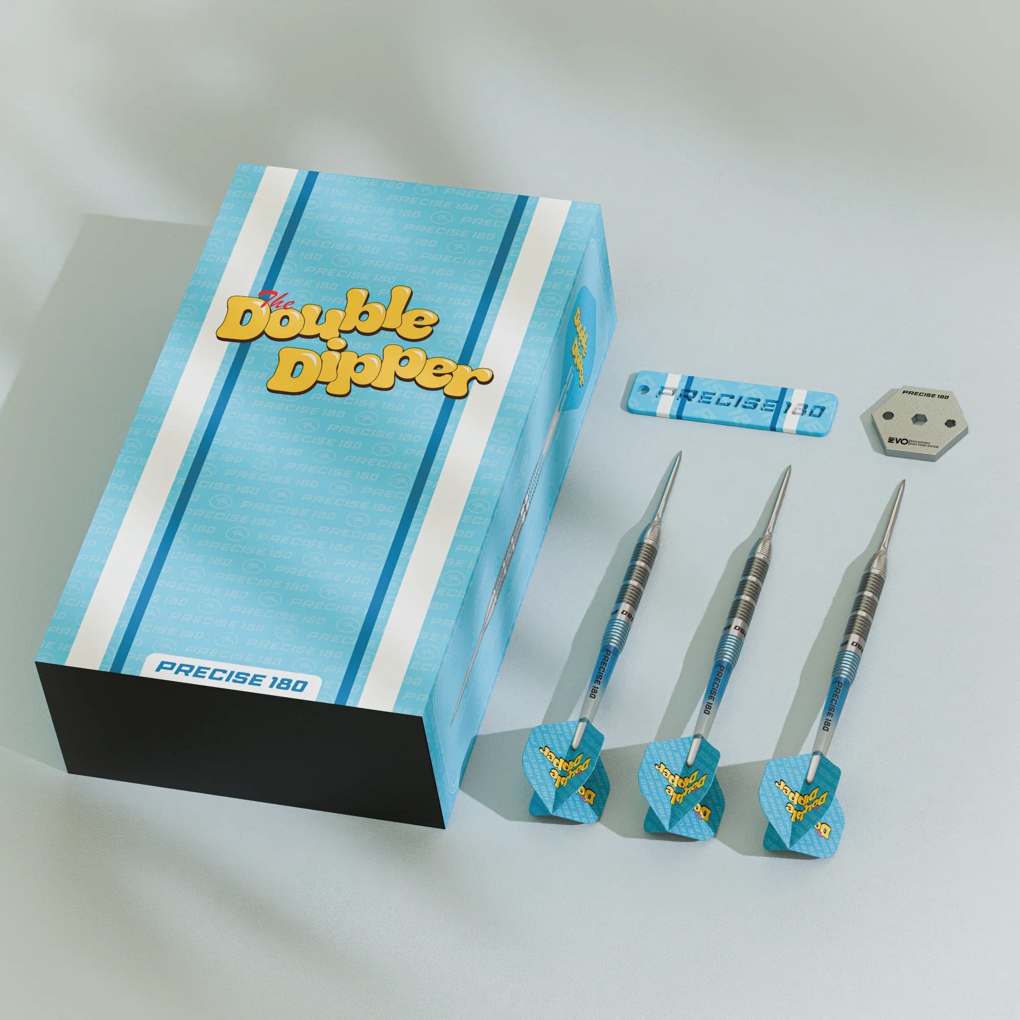 Freccette in acciaio Precise 180 Bela Schugmann Double Dipper V1 Das Bild zeigt die Precise 180 Bela Schugmann Double Dipper V1 Steeldarts. Diese Dartpfeile sind optimal für fortgeschrittene Dartspieler.