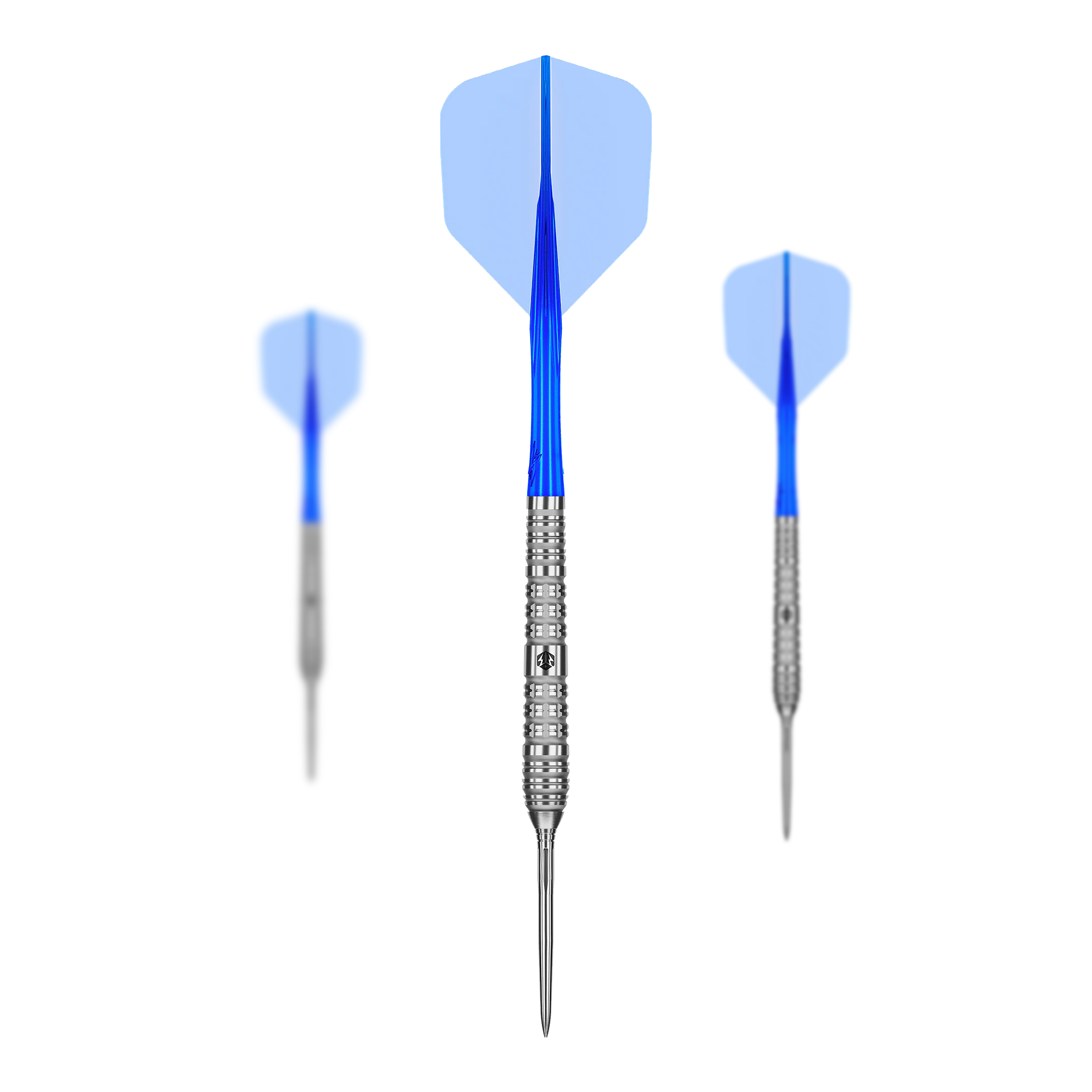 Freccette in acciaio Caliburn Rix EZ-EVO R4 Das Foto zeigt die Caliburn Rix EZ-EVO R4 Steeldarts als Set. Der Fokus liegt auf dem Aussehen und der Anordnung der Darts.