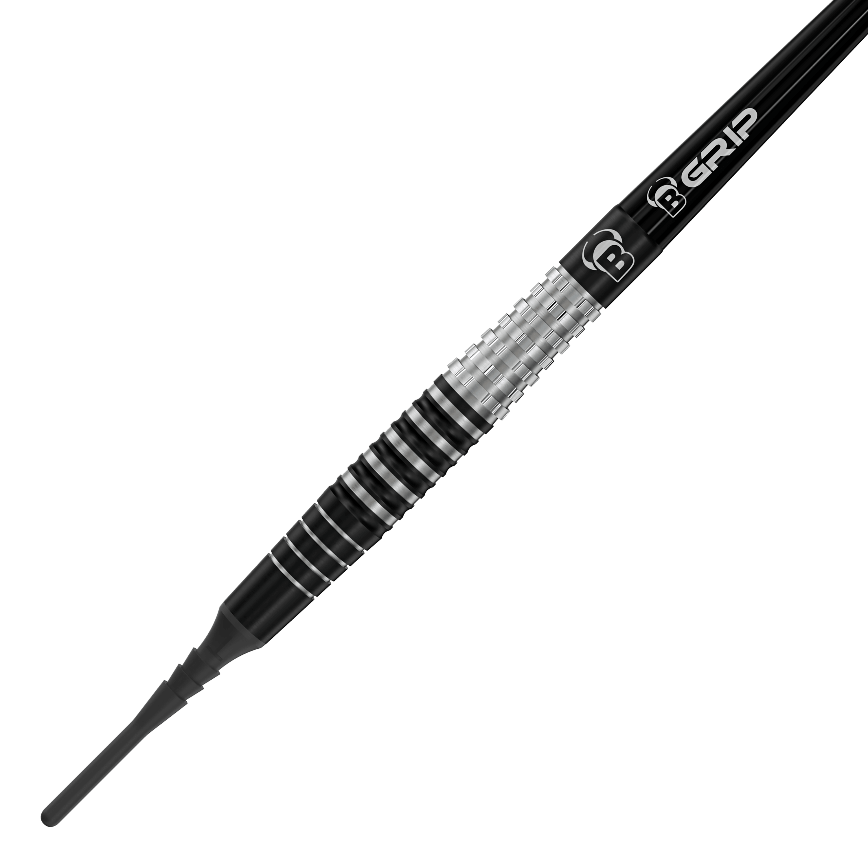 Bulls Martin Schindler Original Generation 3 freccette morbide Das Bild zeigt den Softdart "Bulls Martin Schindler Original Generation 3". Der Dartpfeil hat ein stilvolles Design mit schwarzen und silbernen Rillen am Griff.