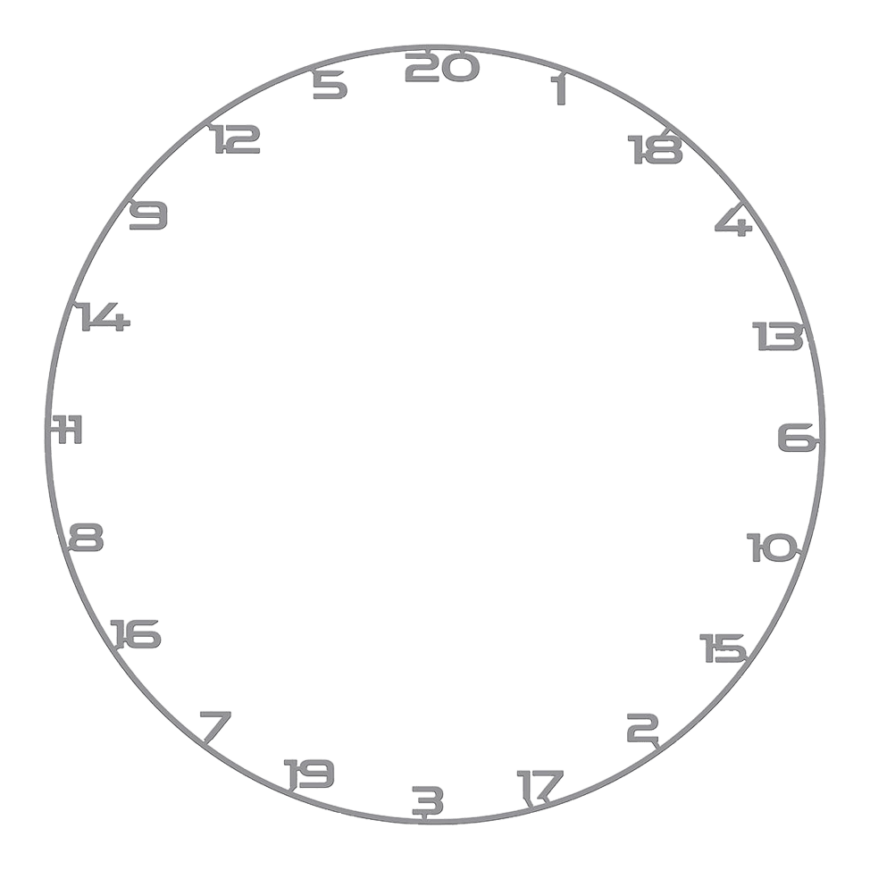 Anello numerico per bersaglio per freccette Bild mit dem Dateinamen BT1000110_Bullet_Dartboard_Zahlenring_Grau_1. Es ist vermutlich ein grauer Zahlenring für ein Dartboard abgebildet.