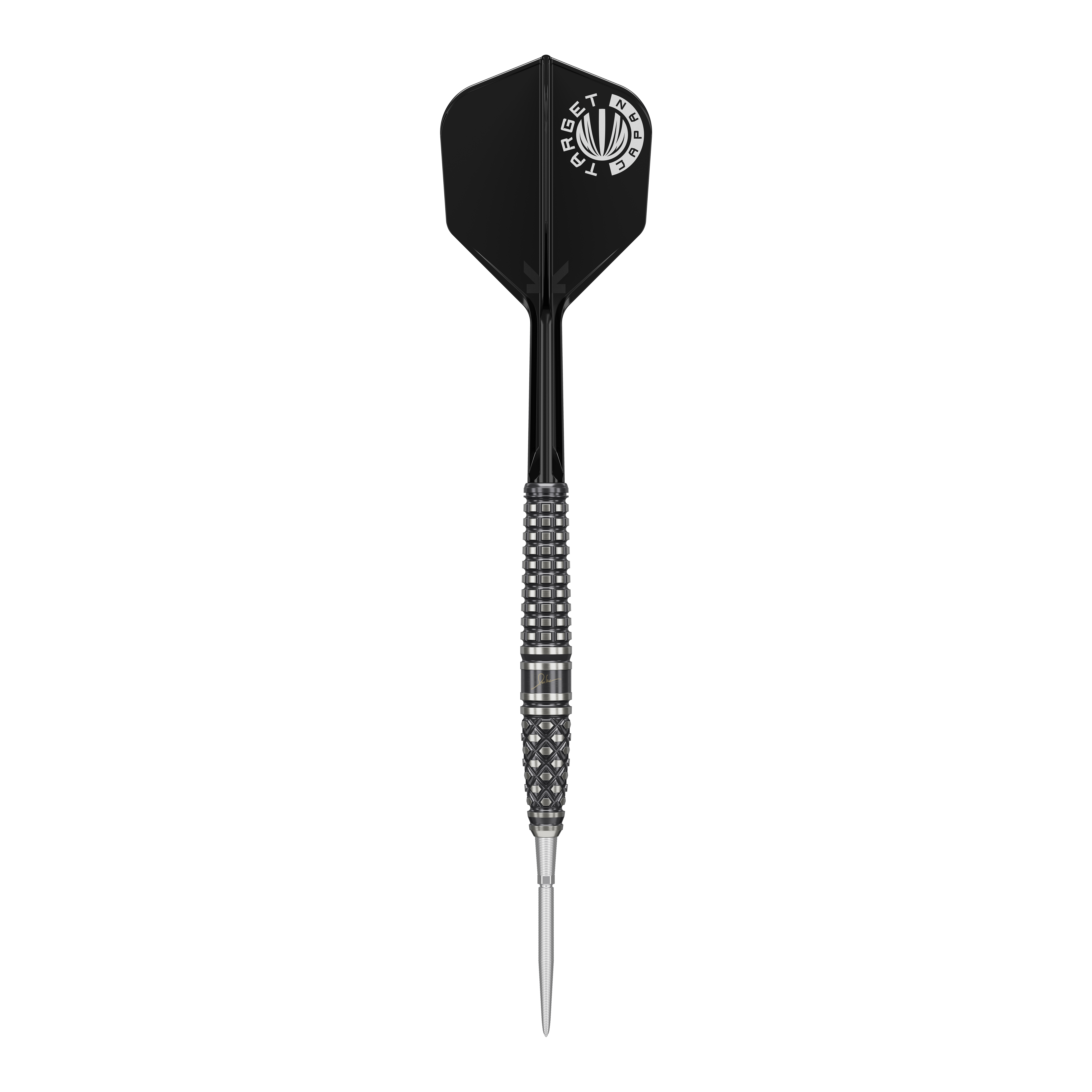 Target Japan Paul Lim The Legend GEN8 Swiss Point Steeldarts - 24 g Auf dem Bild ist ein schwarzer Steeldartpfeil mit silbernen Akzenten zu sehen. Es handelt sich um das Modell "Target Japan Paul Lim The Legend GEN8 Swiss Point" mit 24g.