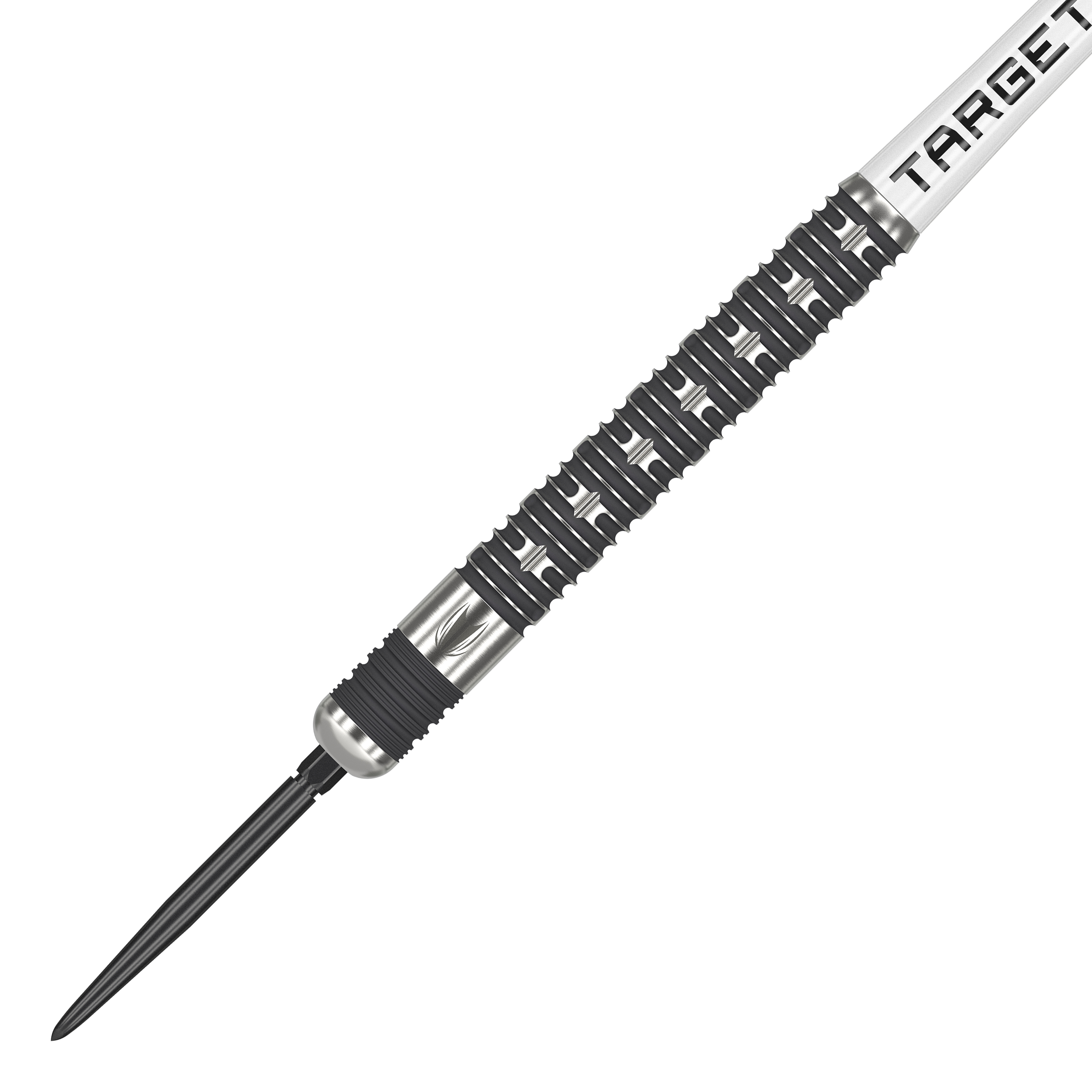 Freccette in acciaio Target Chris Dobey Hollywood Action Swiss Point Das Bild zeigt den Target Chris Dobey Hollywood Action Swiss Point Steeldart. Der Dartpfeil hat ein auffälliges, silber-schwarzes Design mit präzisen Griffmulden.